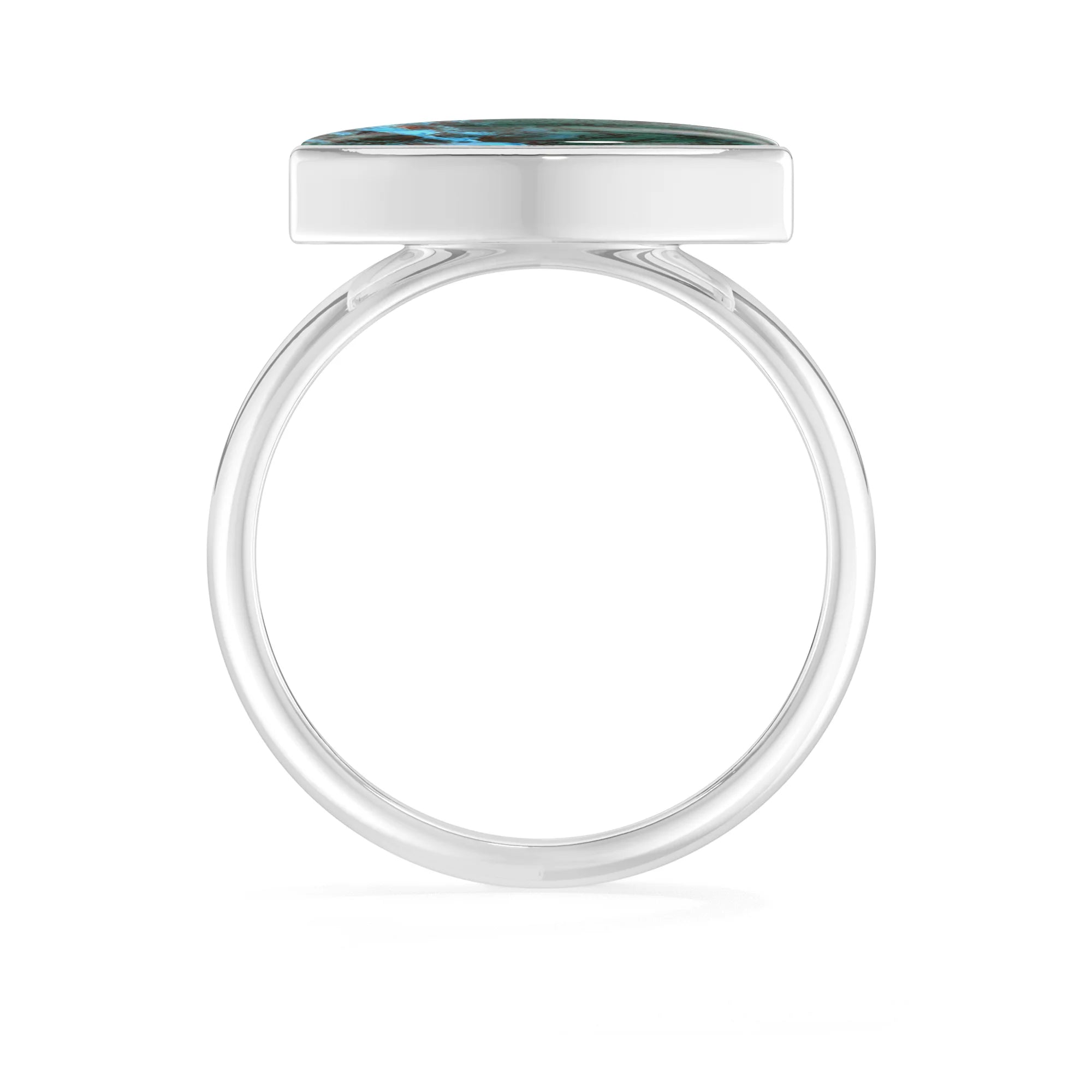 chrysocolla bezel-set ring
