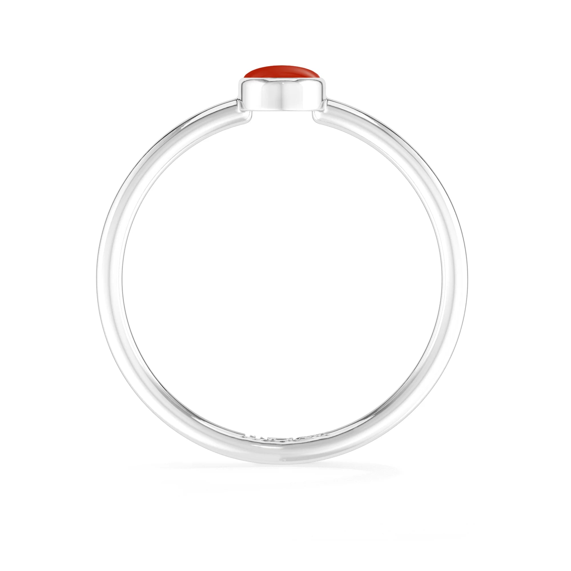 red coral bezel-set ring