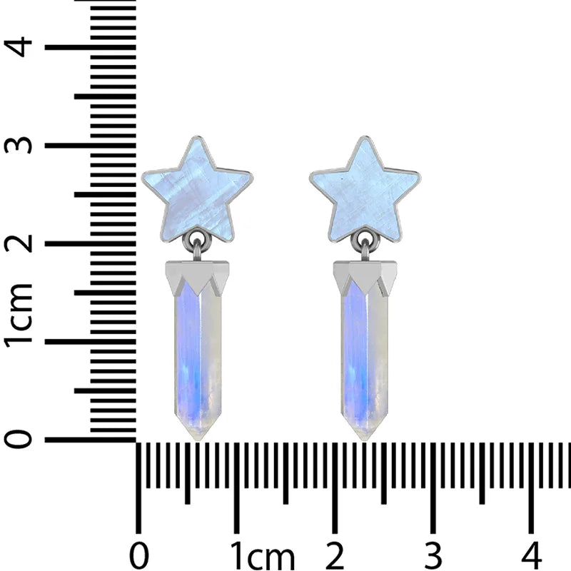 rainbow moonstone slice earrings