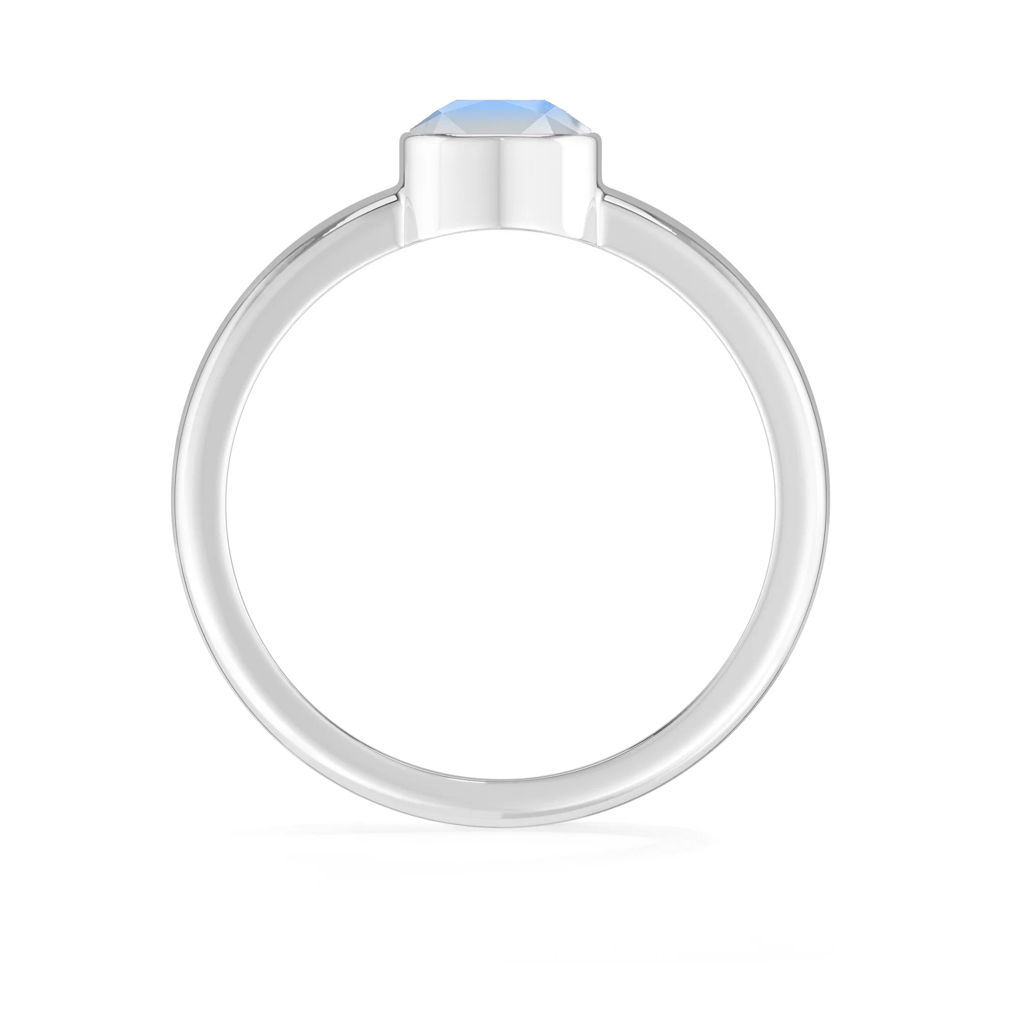 rainbow moonstone bezel-set ring