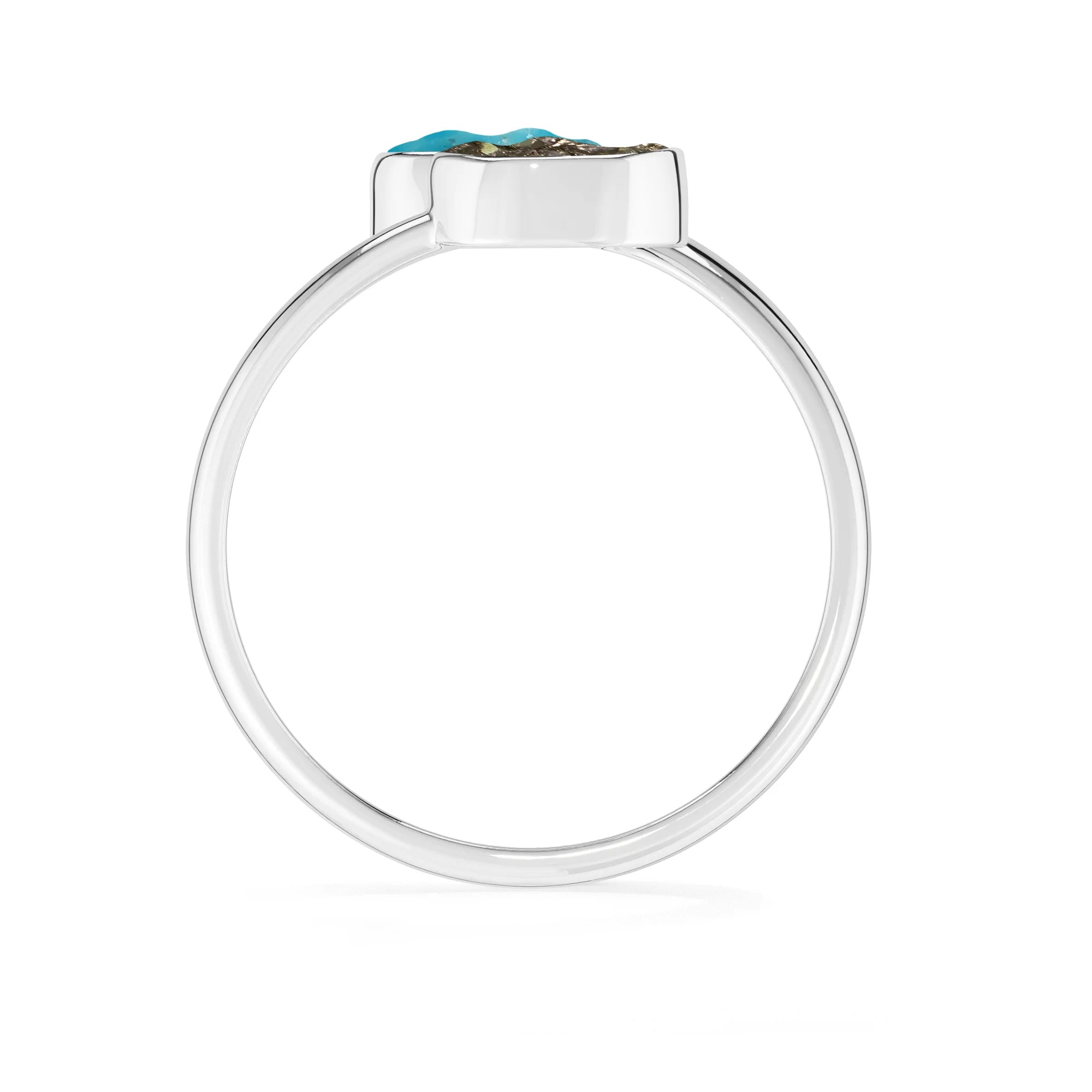 turquoise-pyrite stackable bezel-set ring
