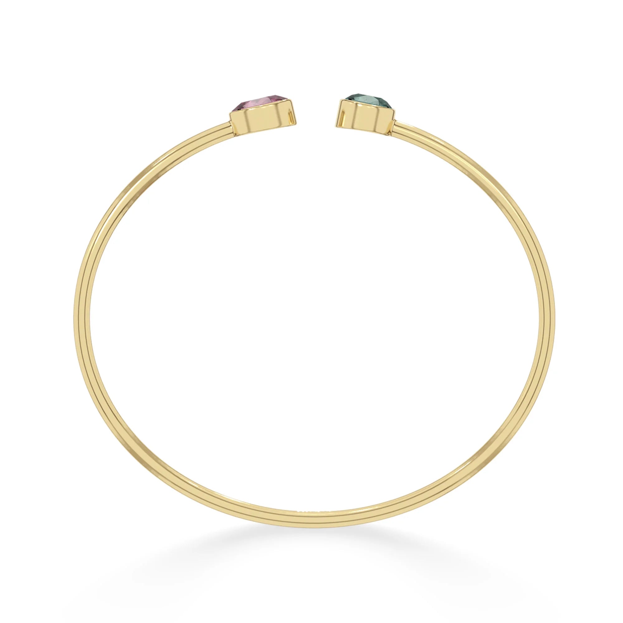 pink tourmaline with green tourmaline cut bracelet