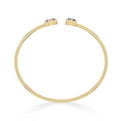 pink tourmaline with green tourmaline cut bracelet