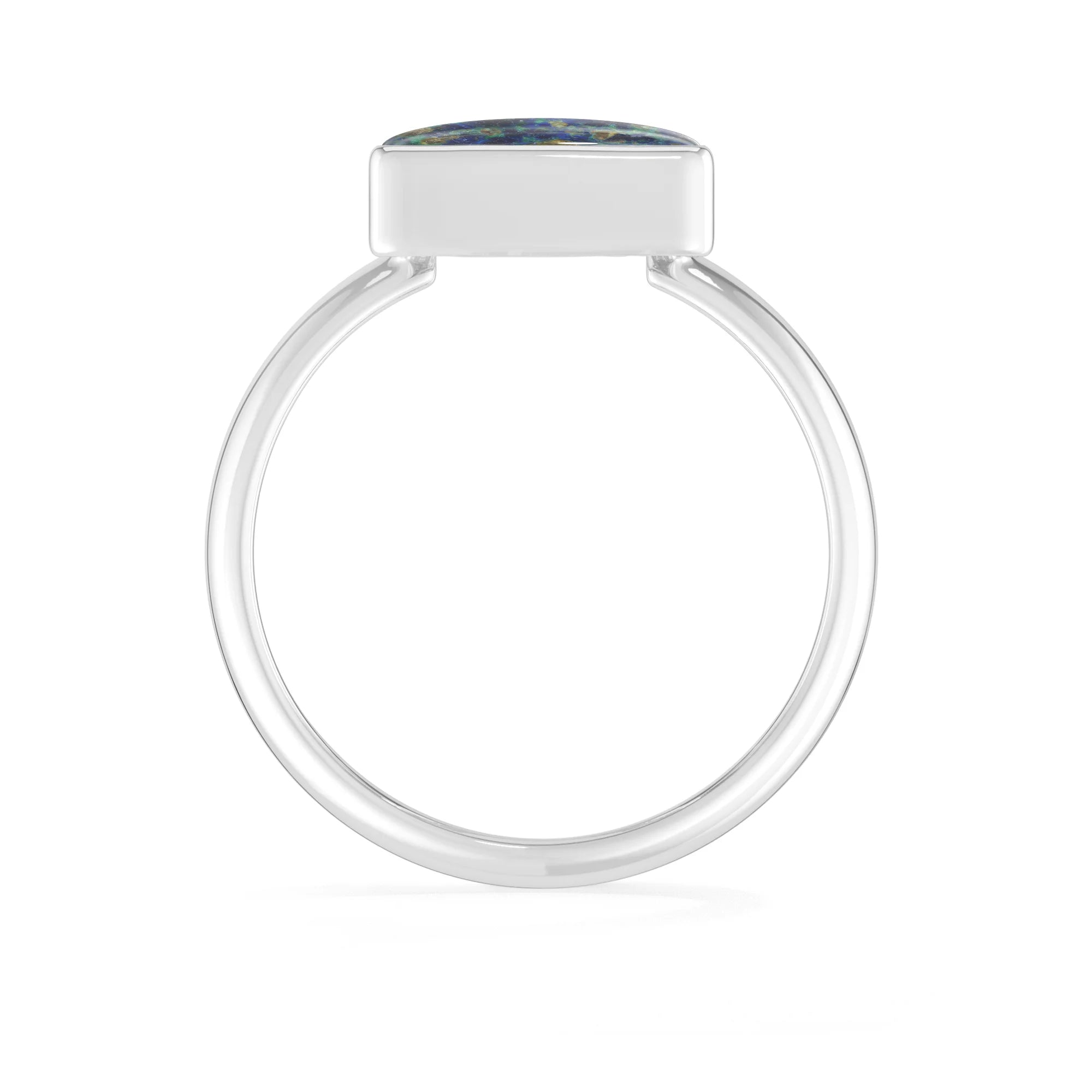 azurite malachite bezel-set ring