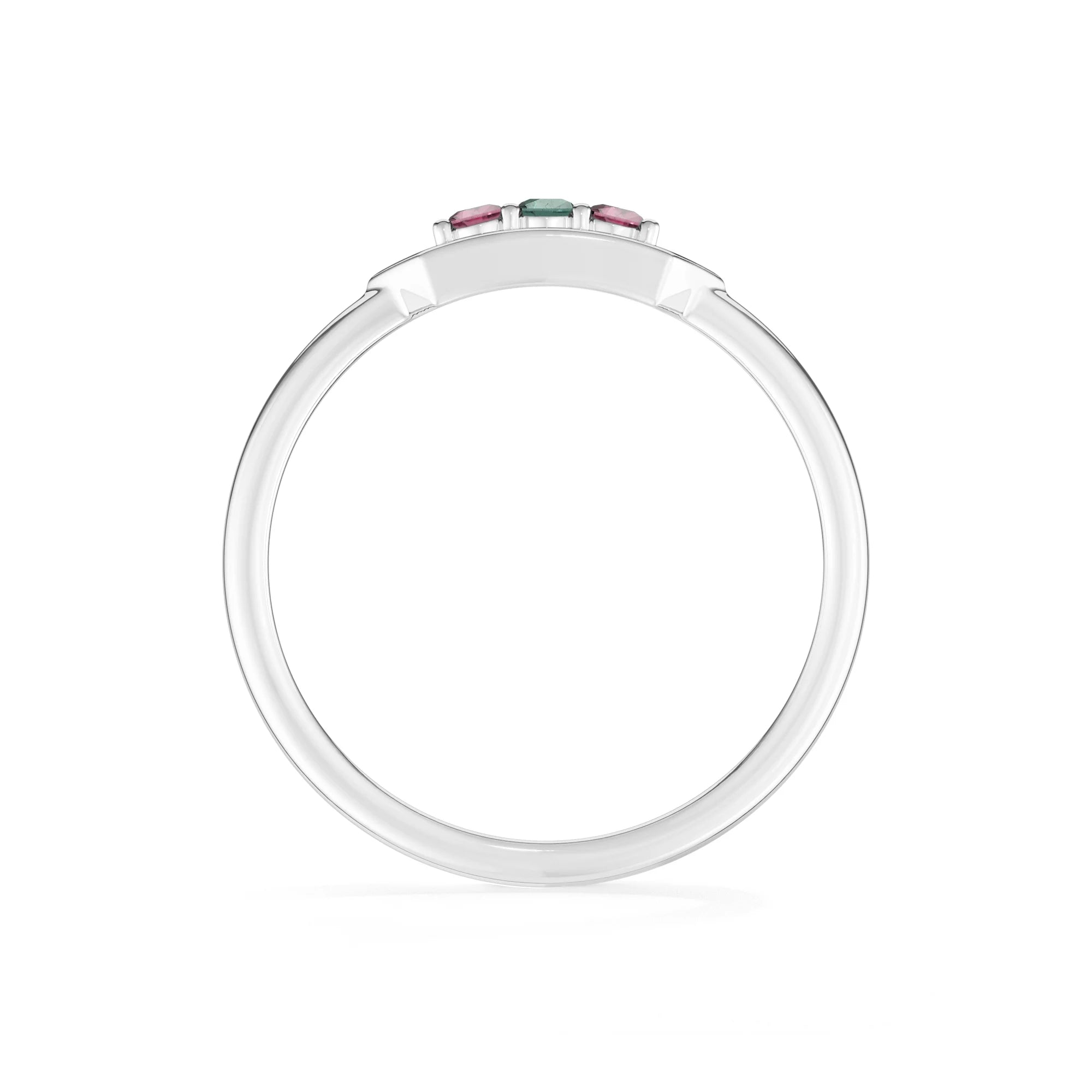green tourmaline pink tourmaline prong-set ring