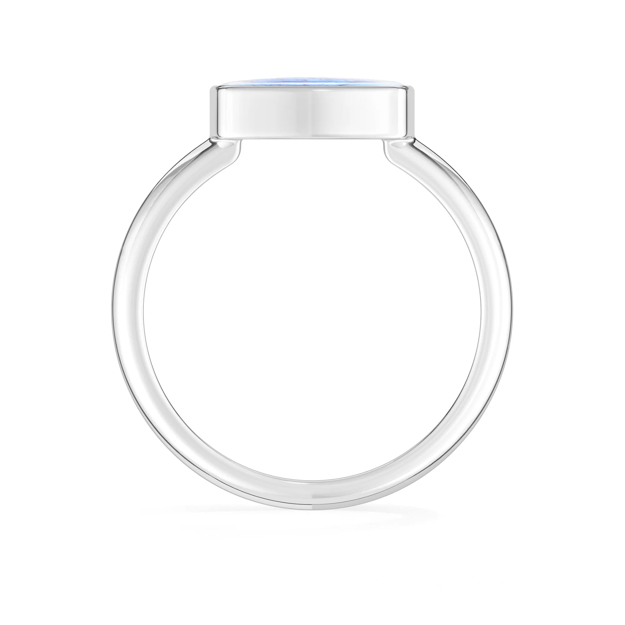 rainbow-moonstone bezel-set ring