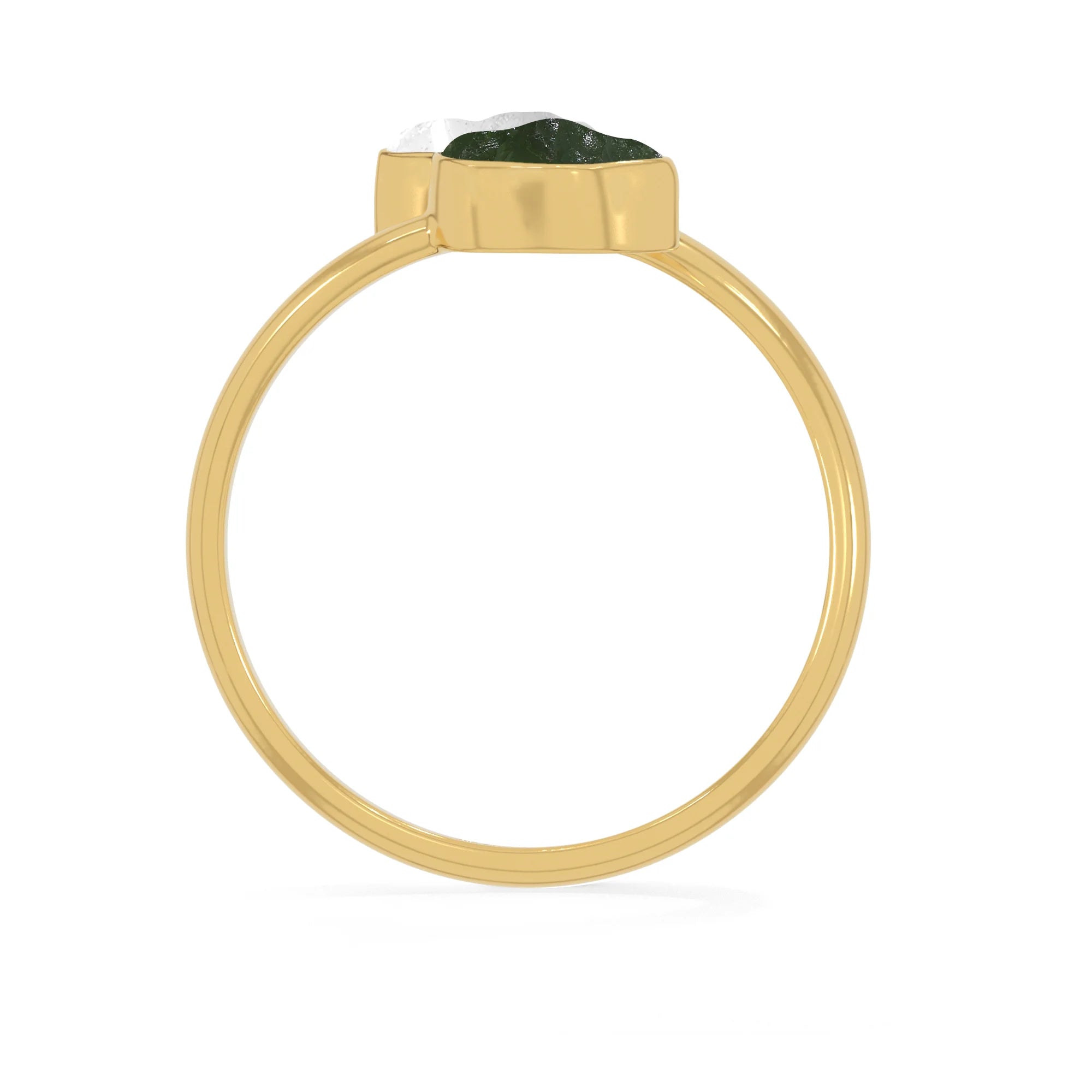 herkimer-moldavite bezel-set ring