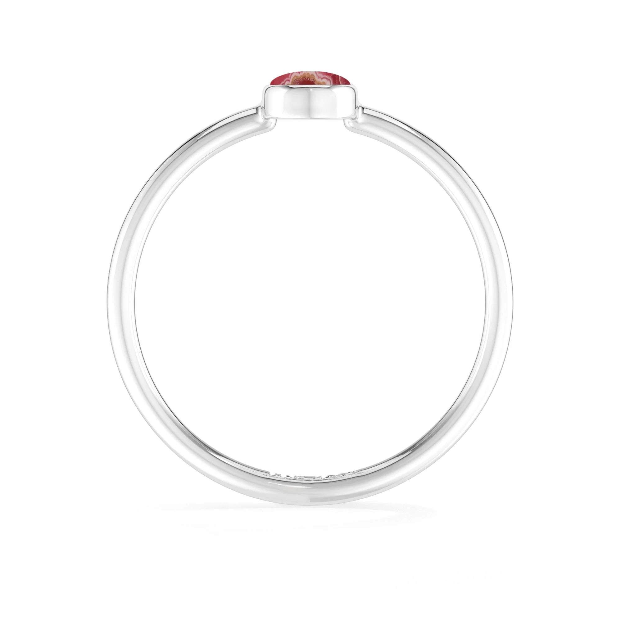 rhodochrosite stackable bezel-set ring