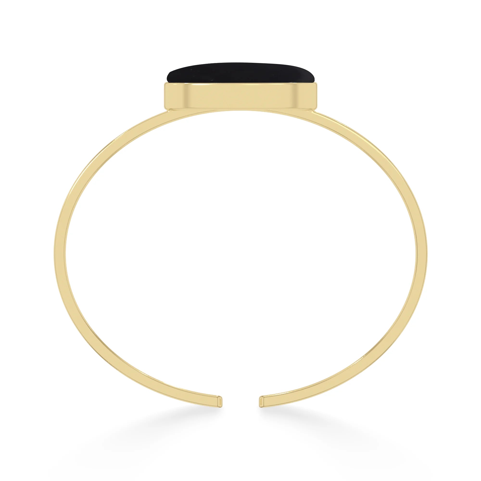 Natural Cab Shungite Oval Twister Bracelets For Women in 18K Gold Vermeil
