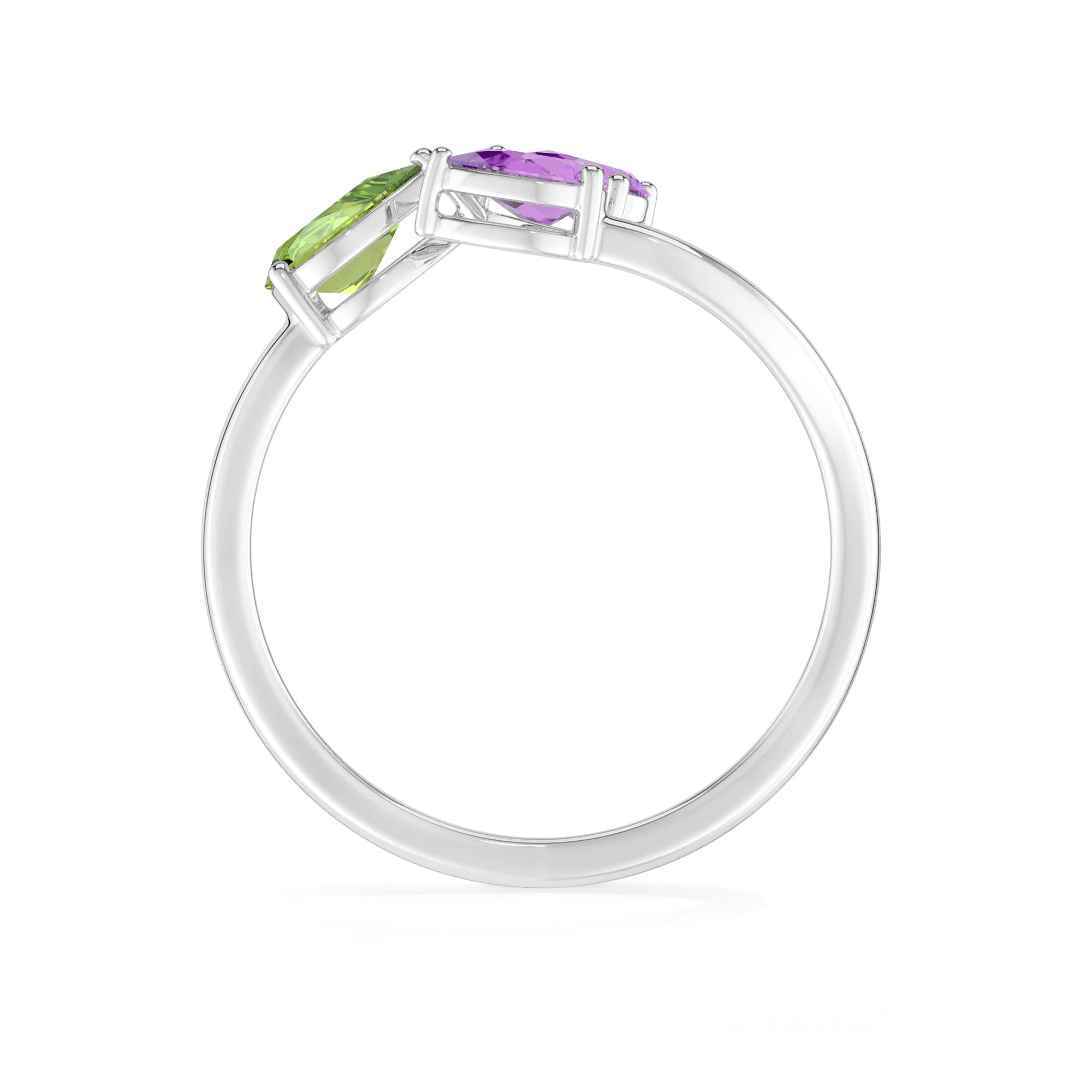 natural peridot & amethyst ring
