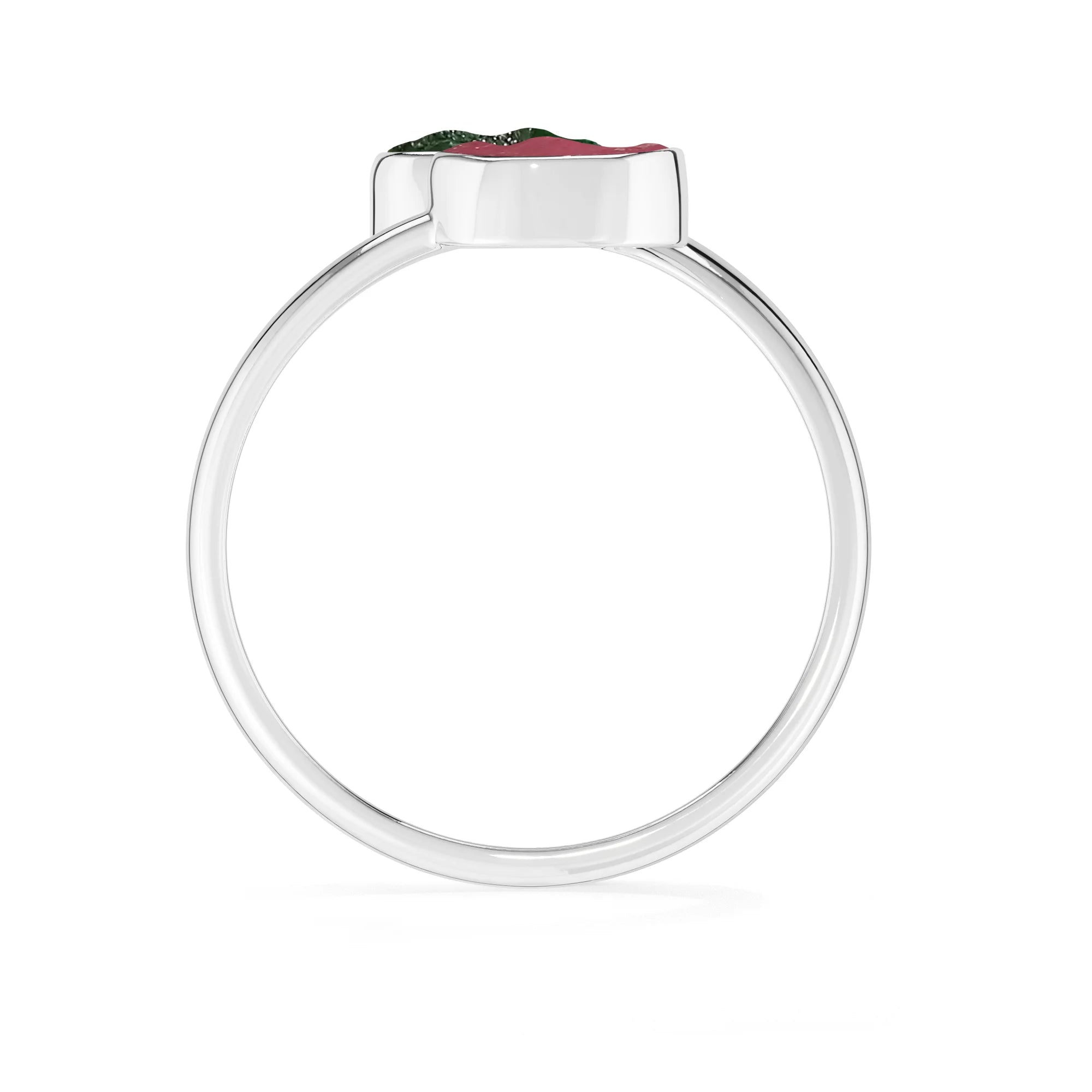 emerald-ruby stackable bezel-set ring