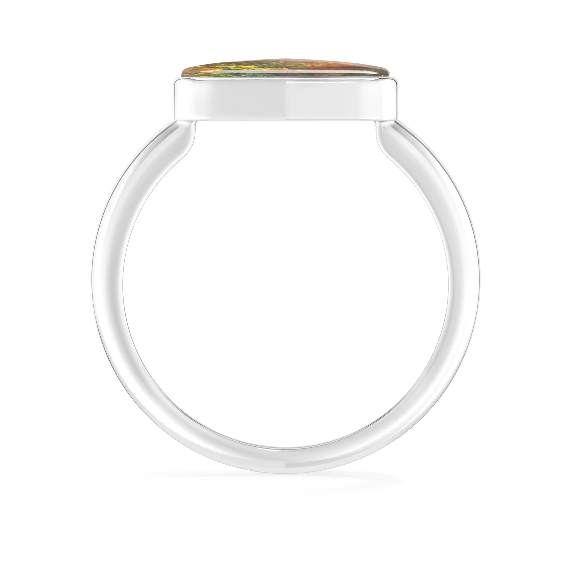 ammolite bezel-set ring