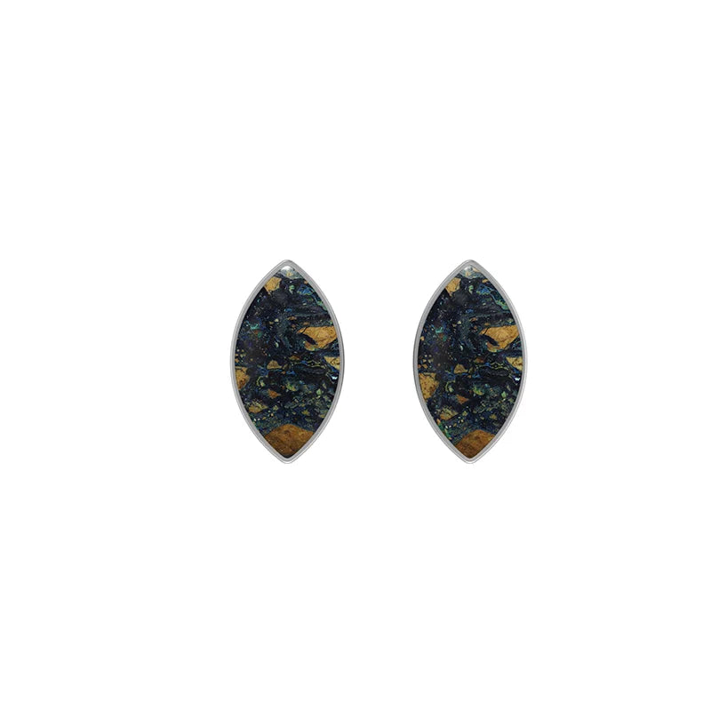 azurite malachite cab earrings