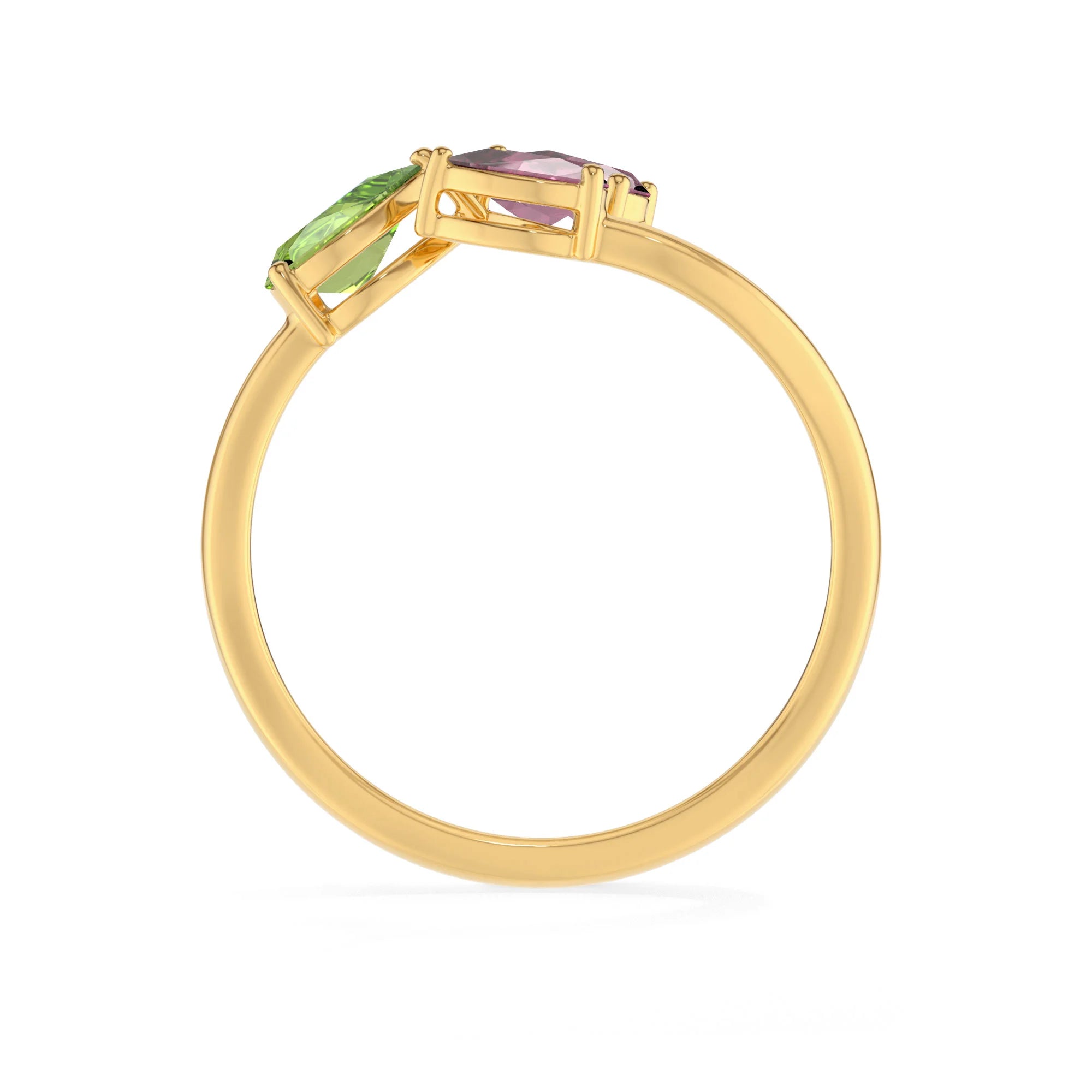 natural peridot & pink tourmaline ring