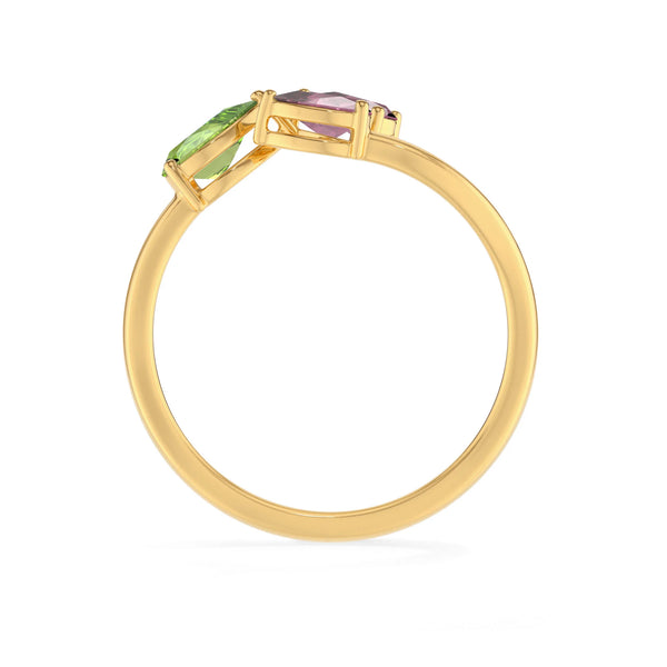 natural peridot & pink tourmaline ring