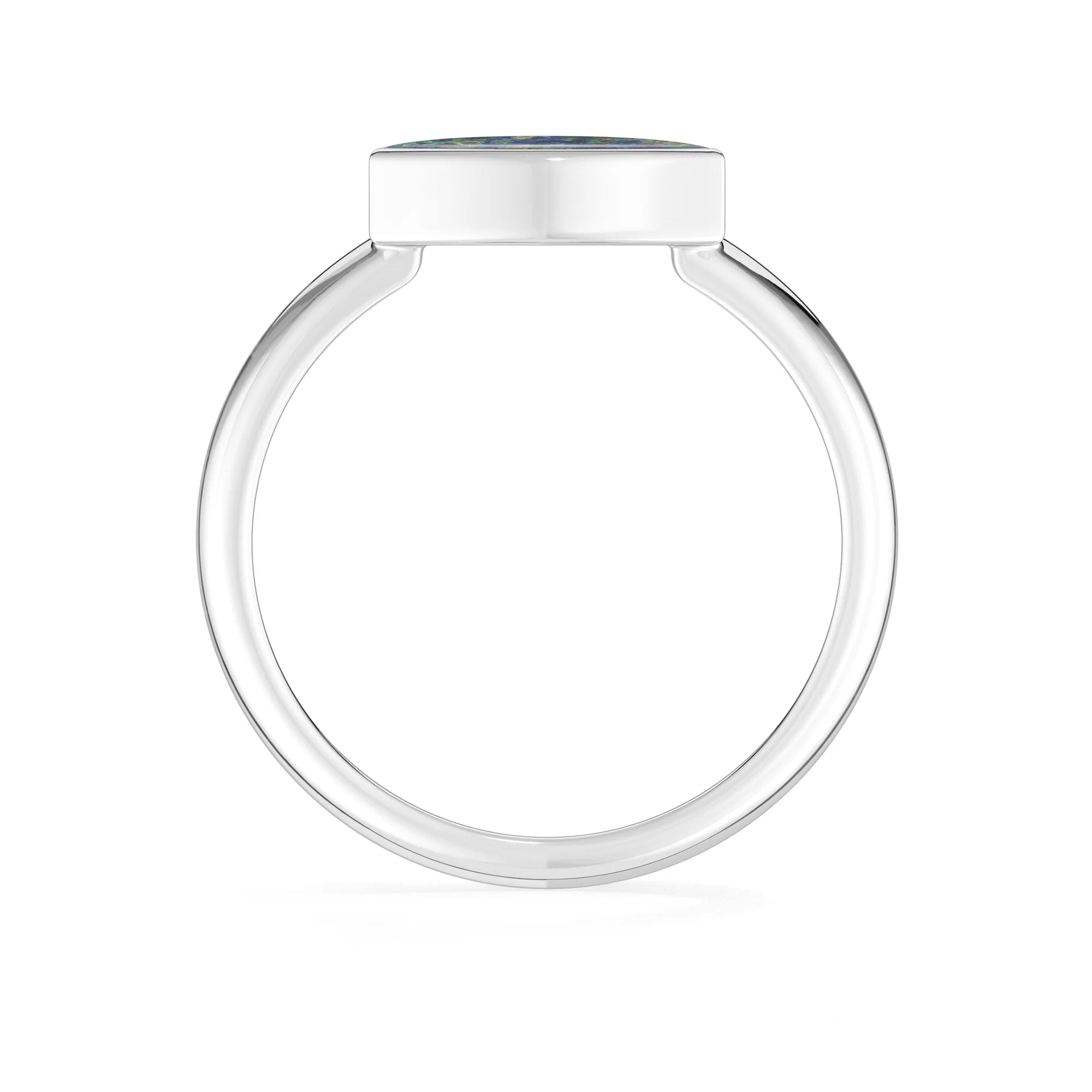 azurite malachite bezel-set ring