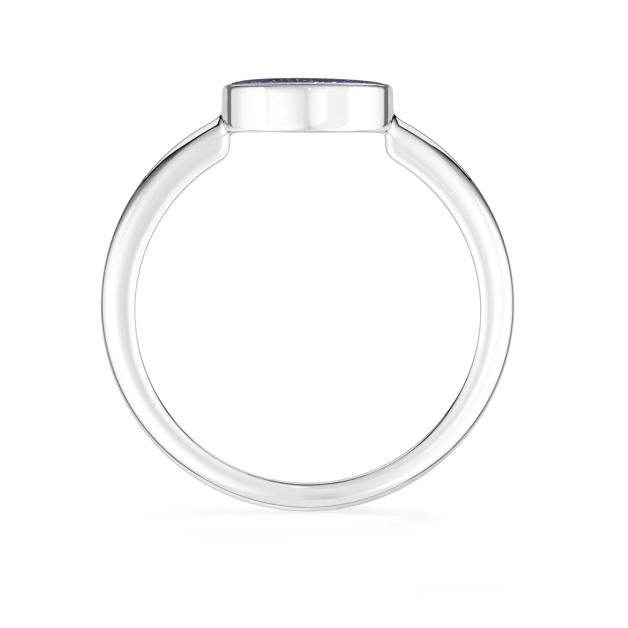 titanium druzy blue bezel-set ring