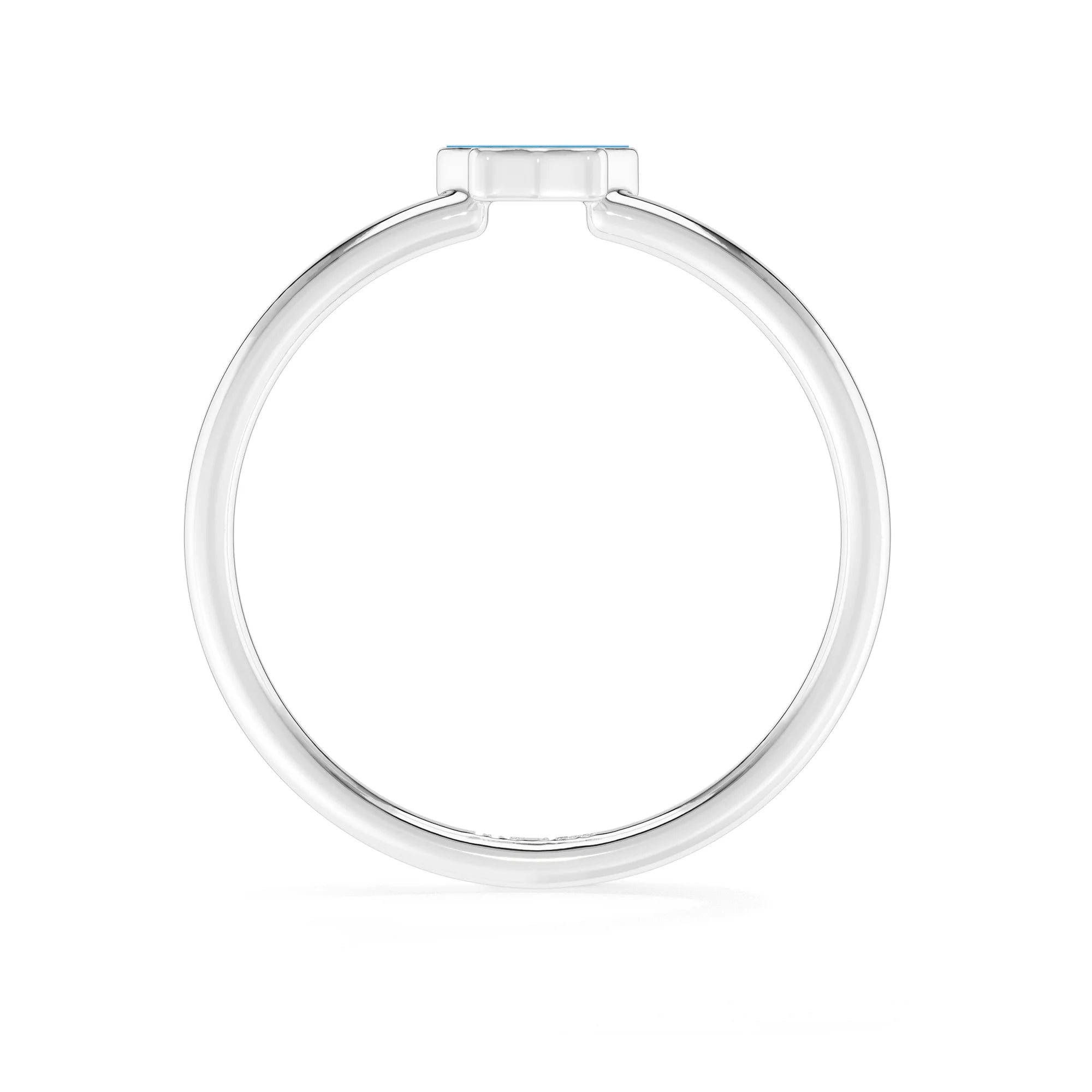 compressed turquoise blue  stackable bezel-set ring