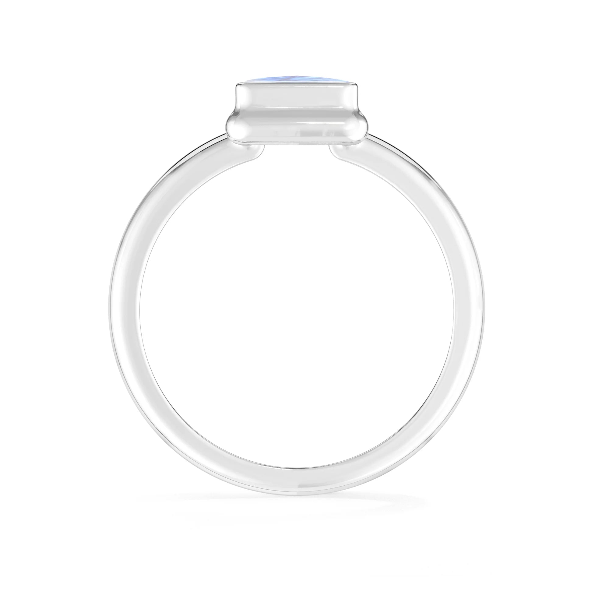 rainbow-moonstone bezel-set ring