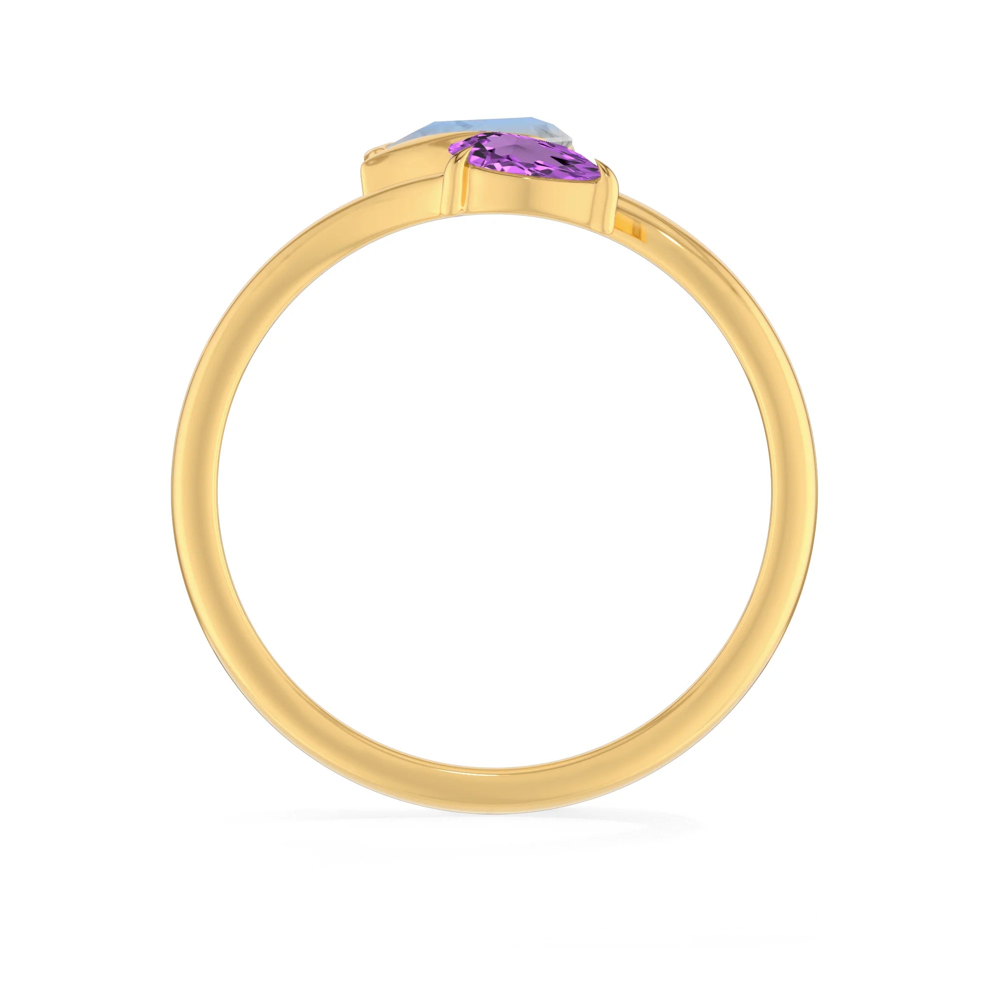 rainbow moonstone & amethyst ring