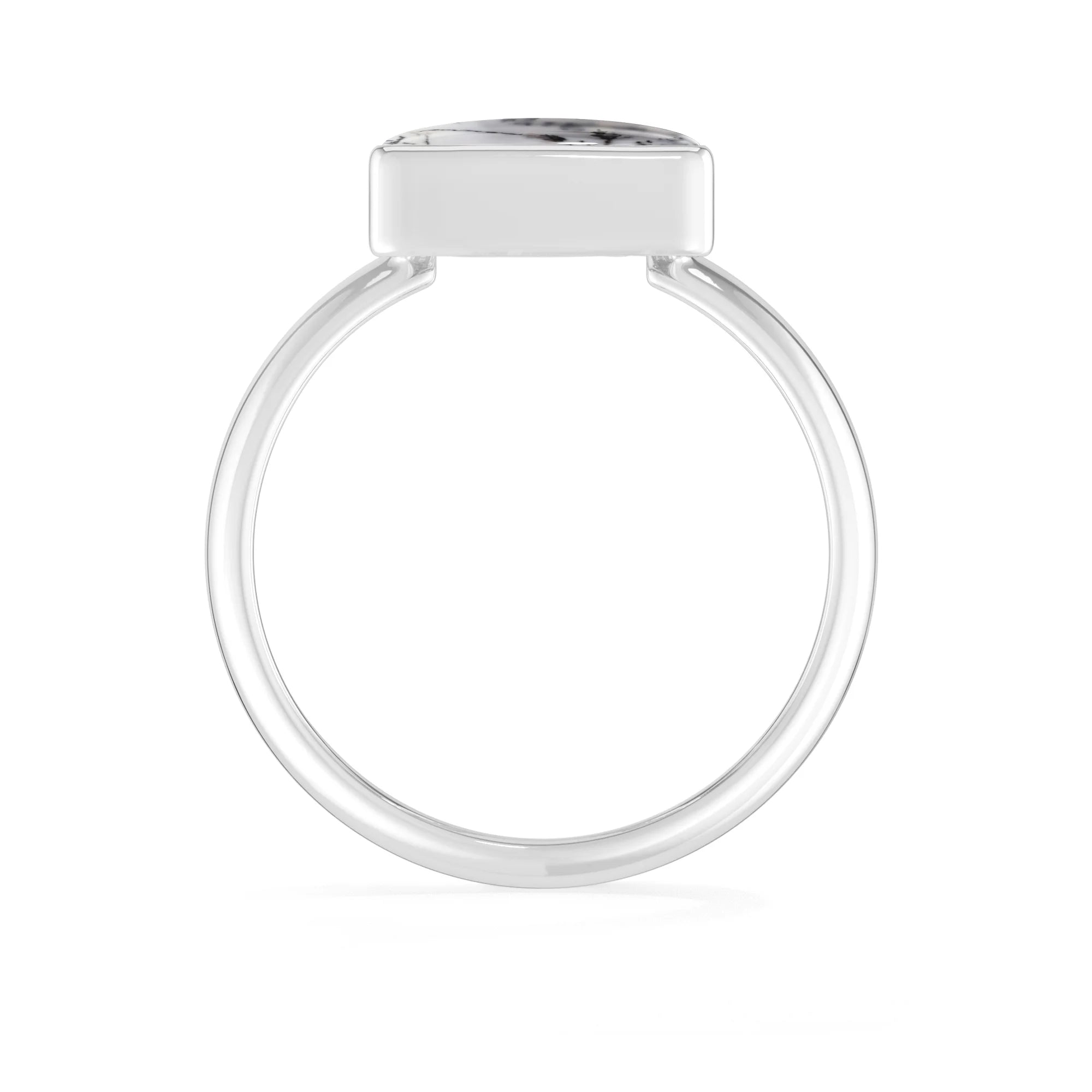 dendritic-opal bezel-set ring