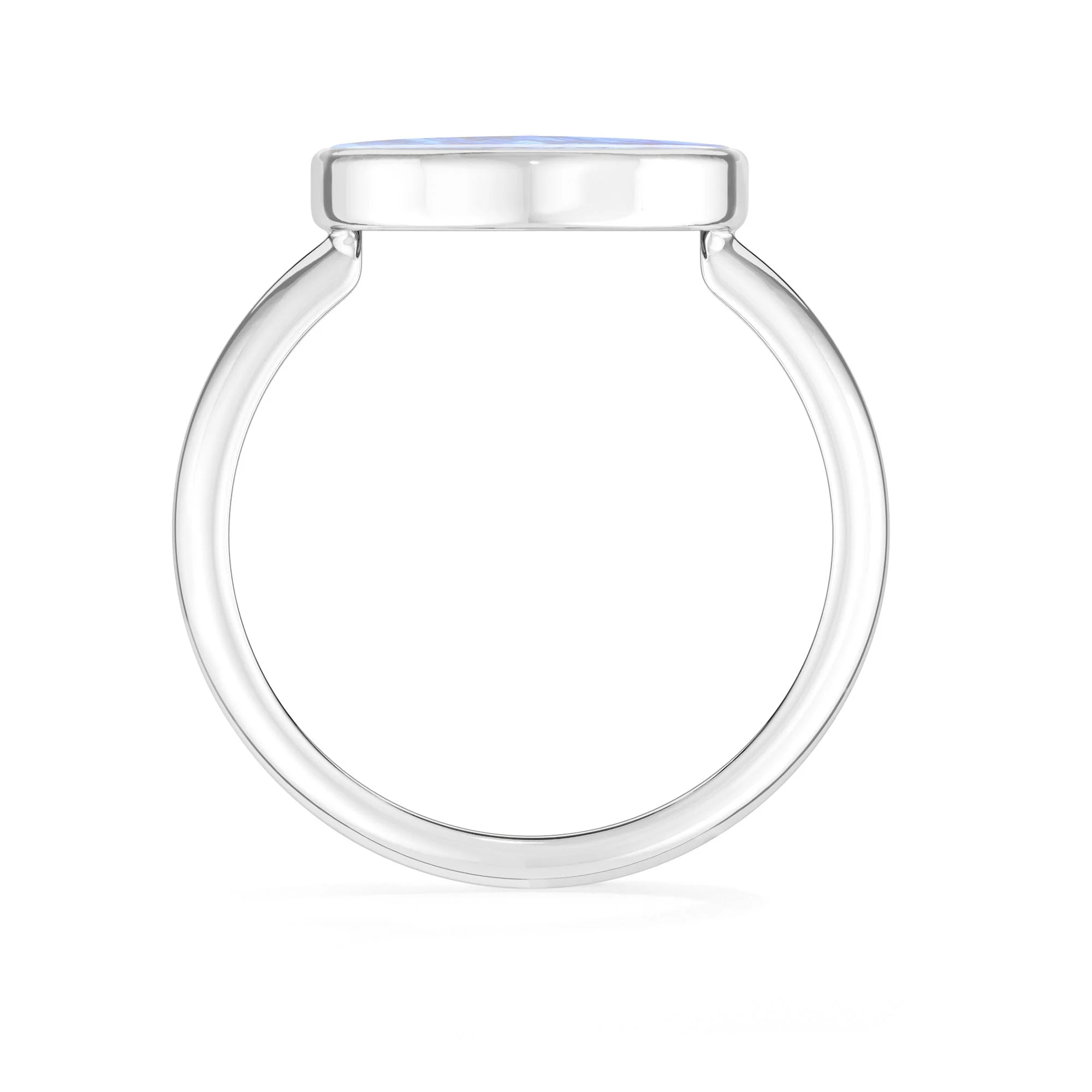 rainbow-moonstone bezel-set ring