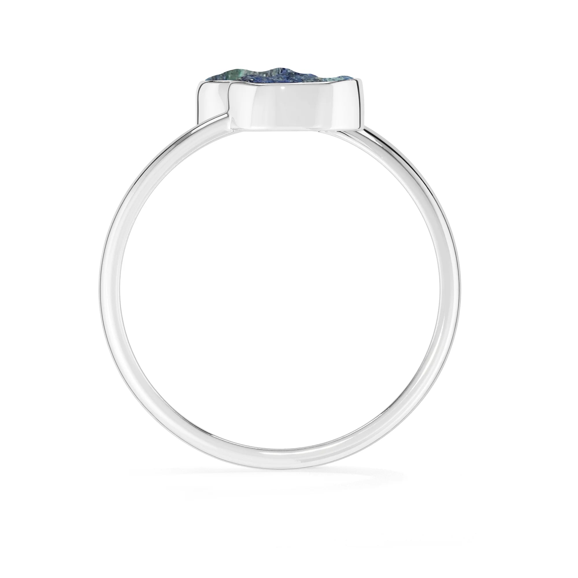 azurite malachite stackable bezel-set ring