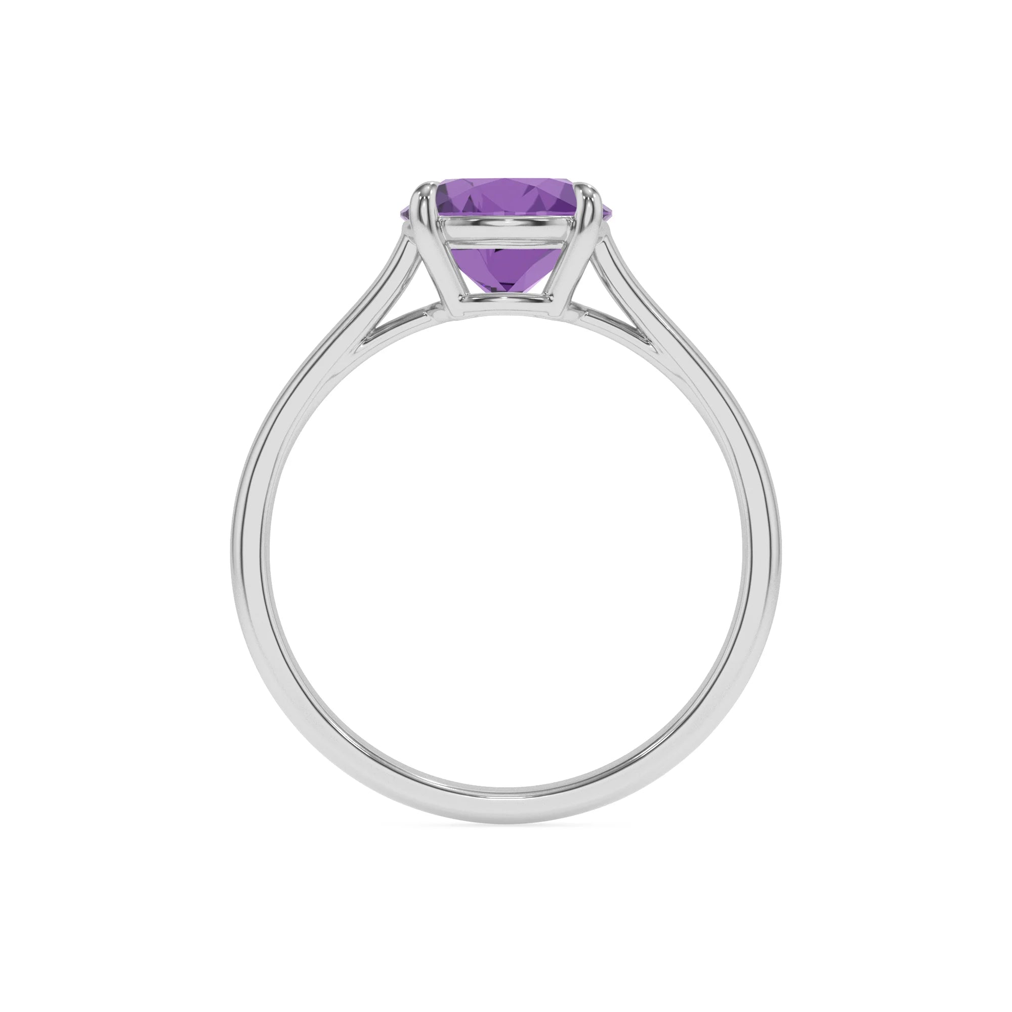 Natural Amethyst Round Solitaire Engagement Rings