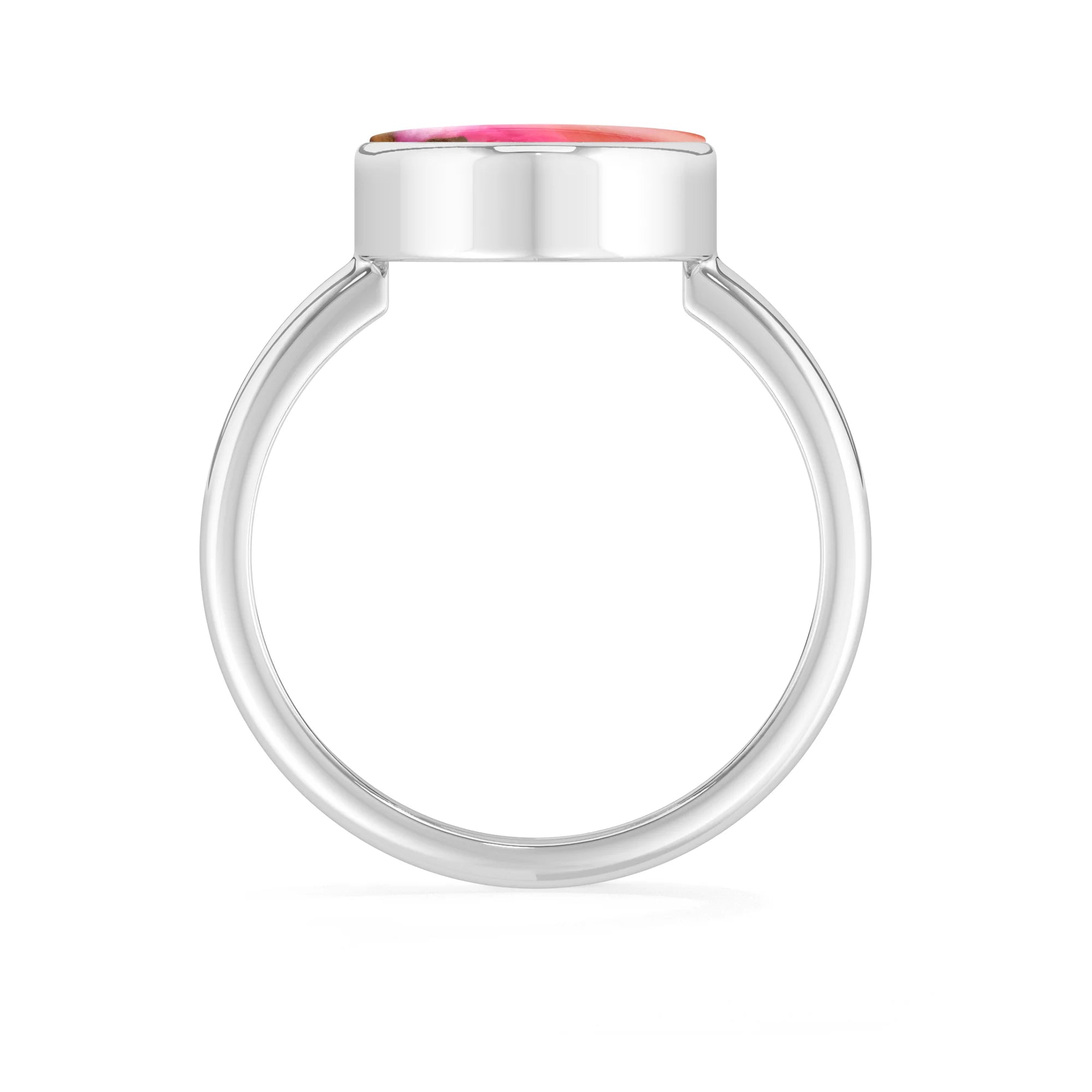 pink-spiny-oyster bezel-set ring