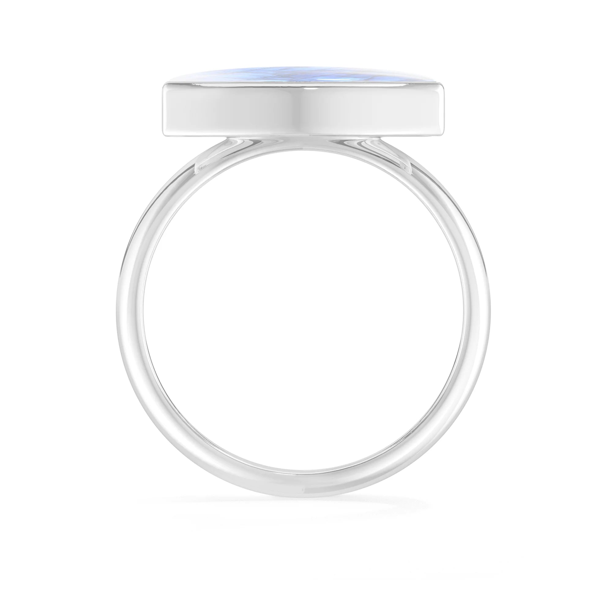 rainbow-moonstone bezel-set ring