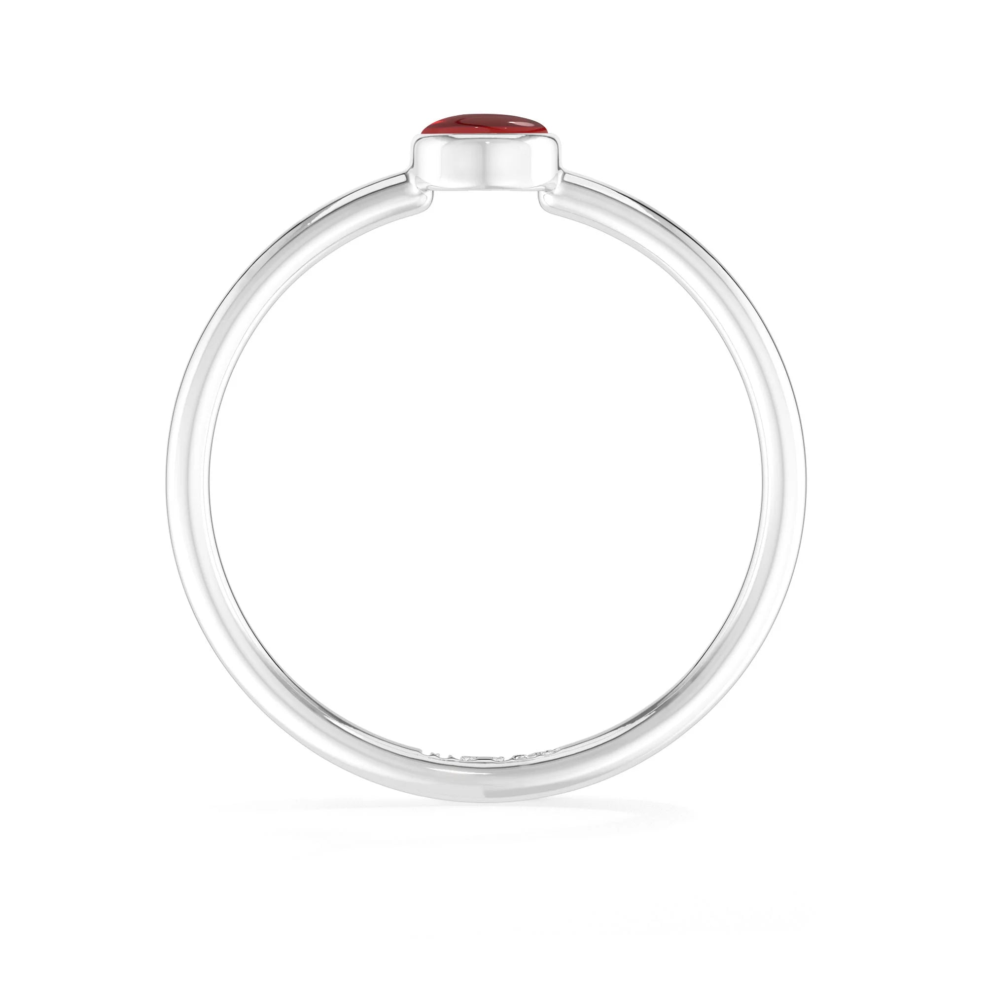 red garnet stackable bezel-set ring