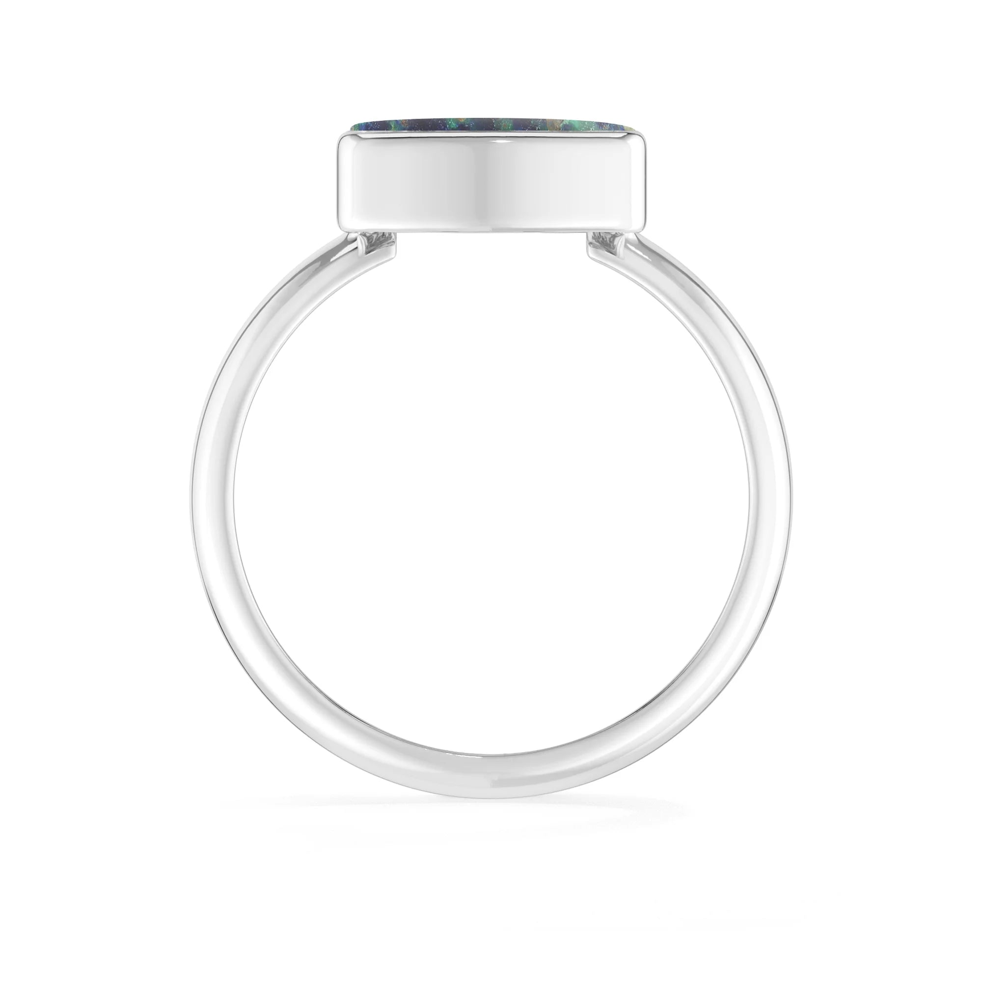 azurite malachite bezel-set ring
