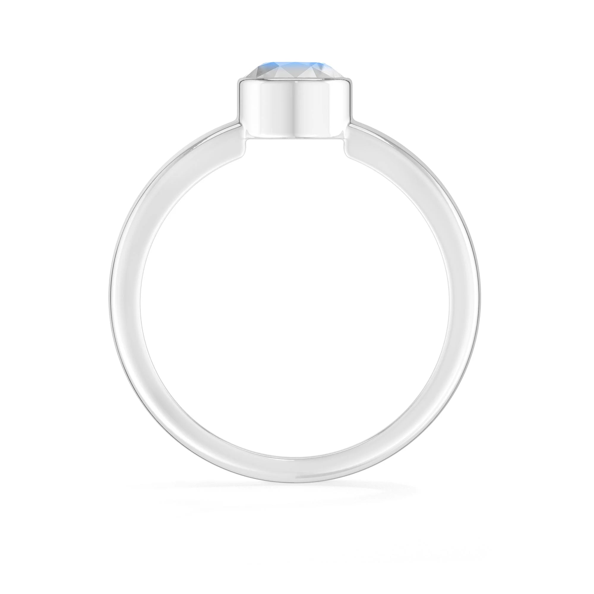 rainbow-moonstone bezel-set ring