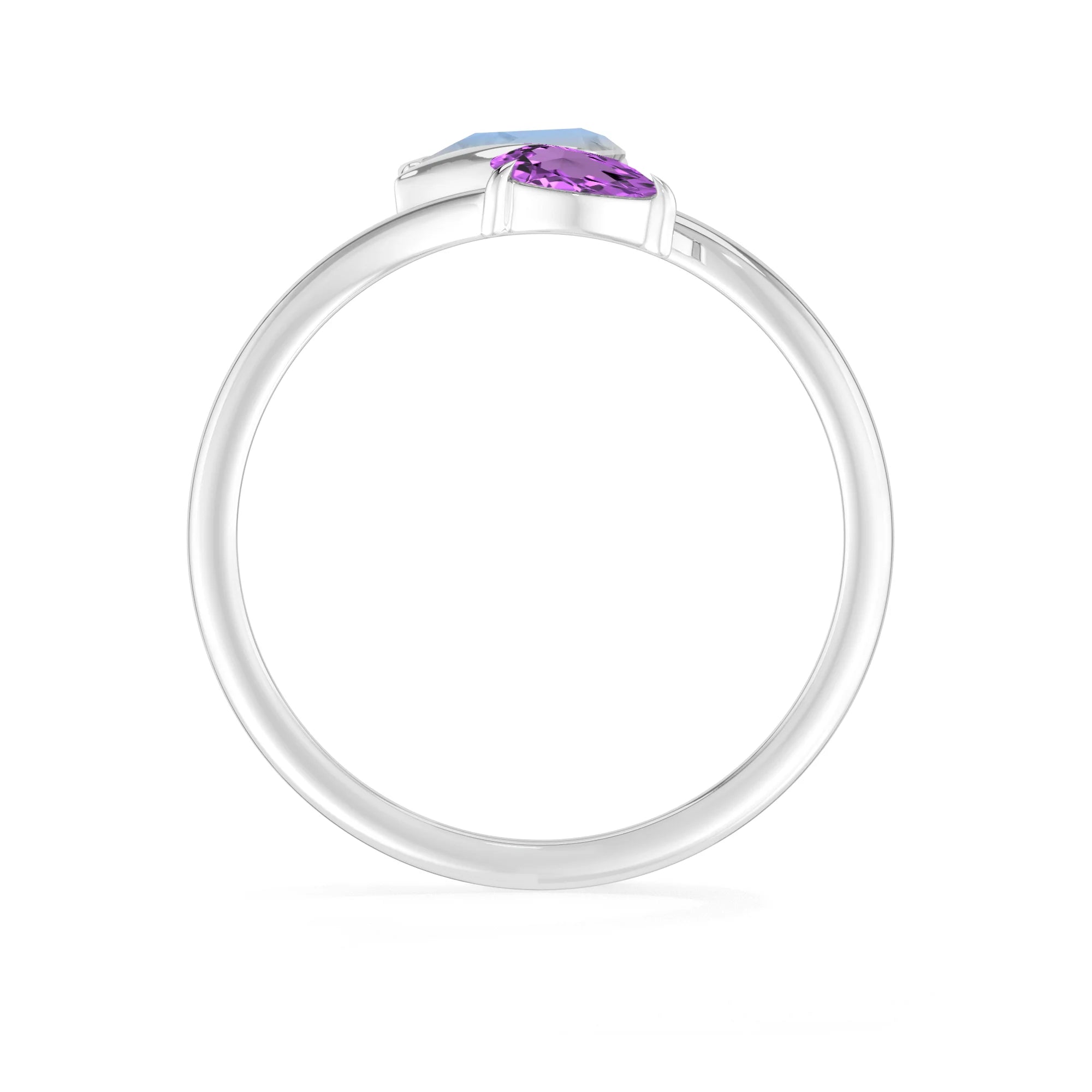 rainbow moonstone & amethyst ring