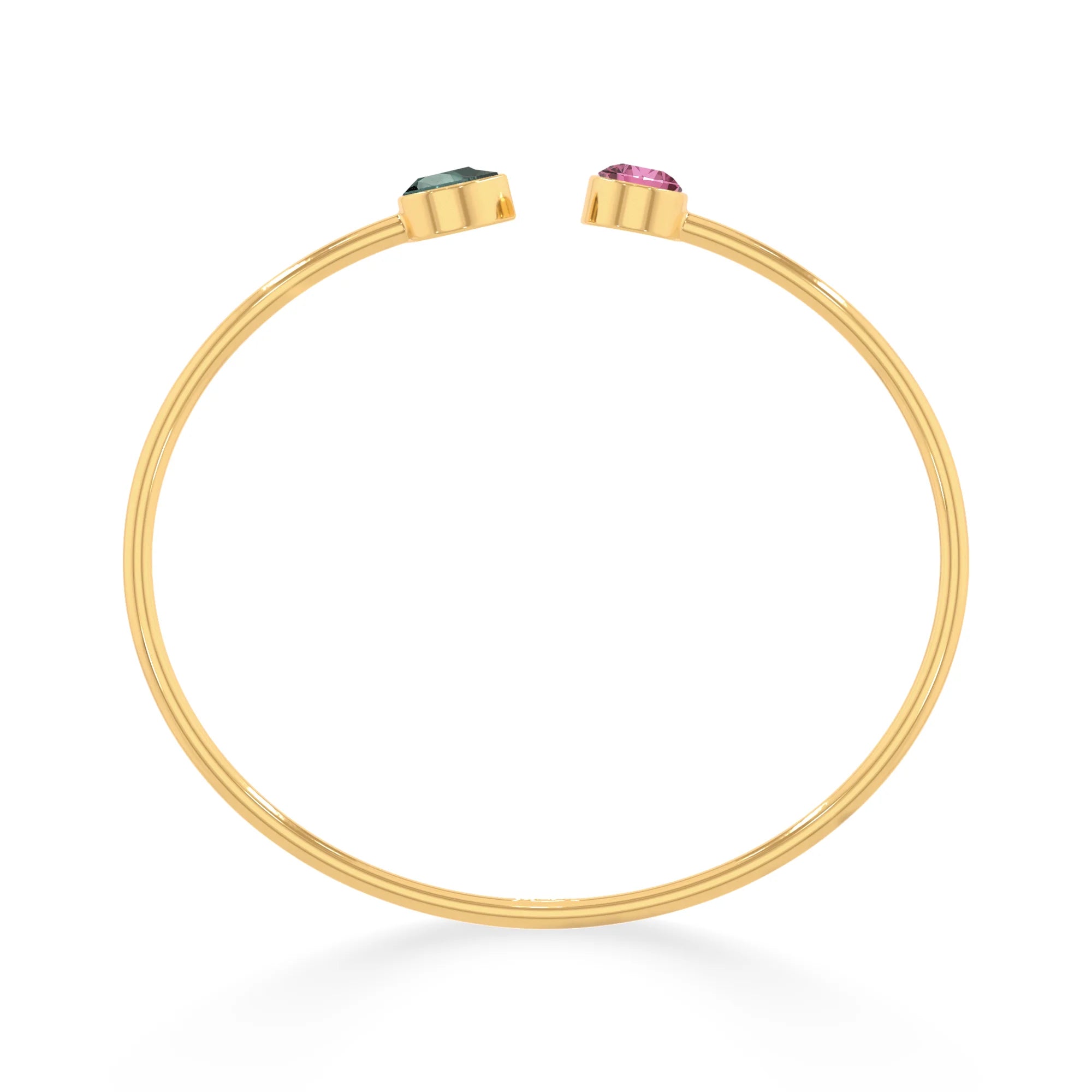 green tourmaline with pink tourmaline cut bracelet
