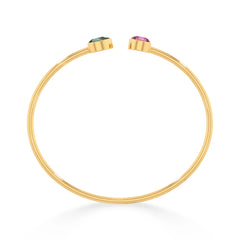 green tourmaline with pink tourmaline cut bracelet