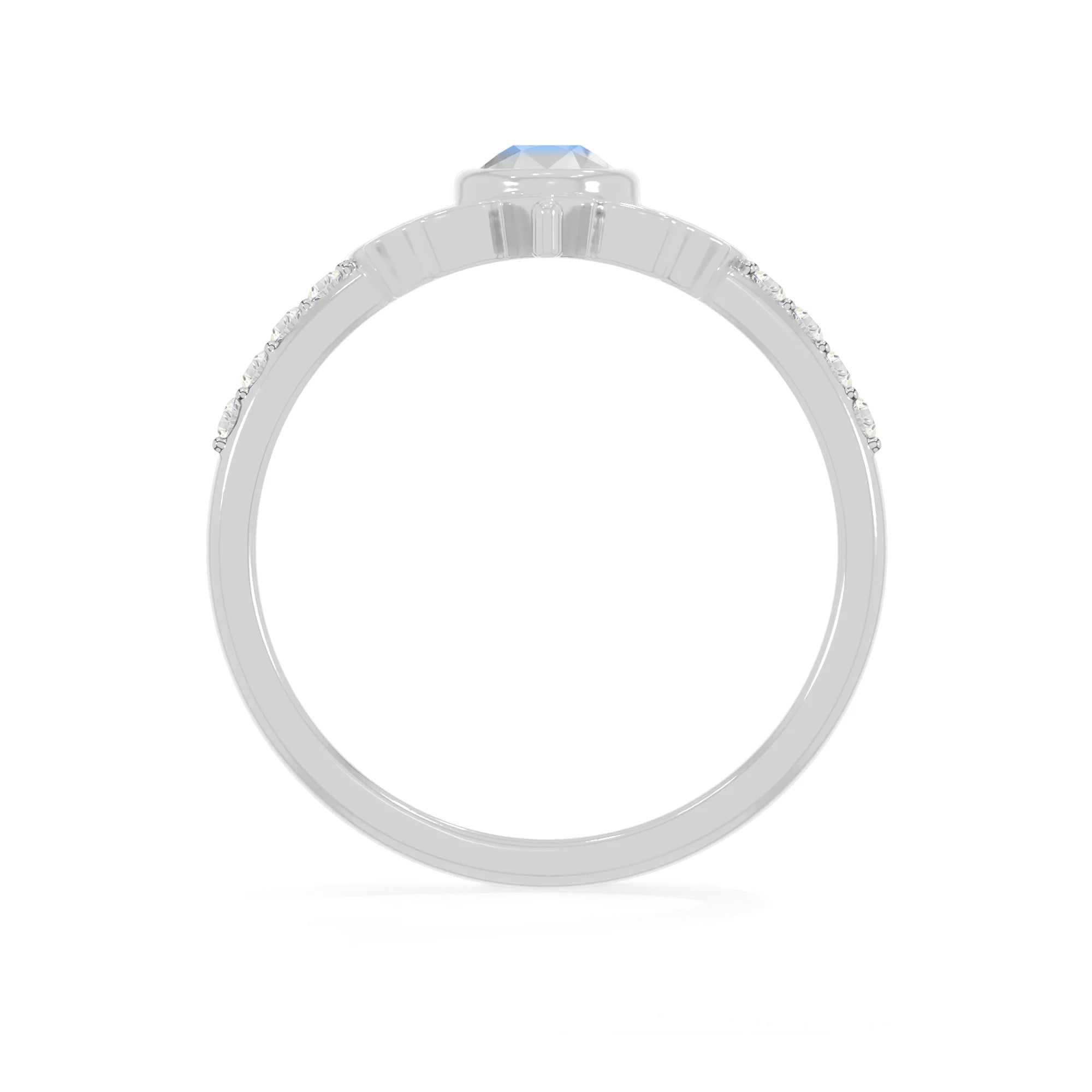 rainbow moonstone bezel-set ring
