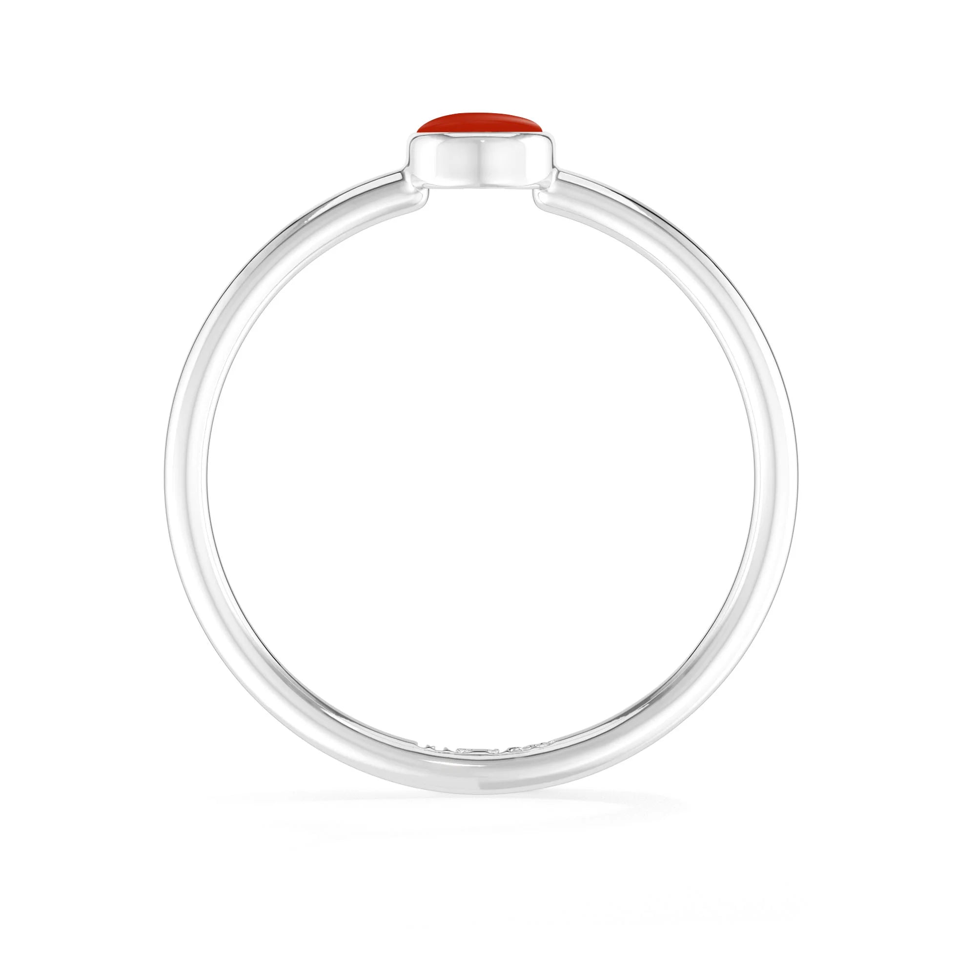 red coral bezel-set ring