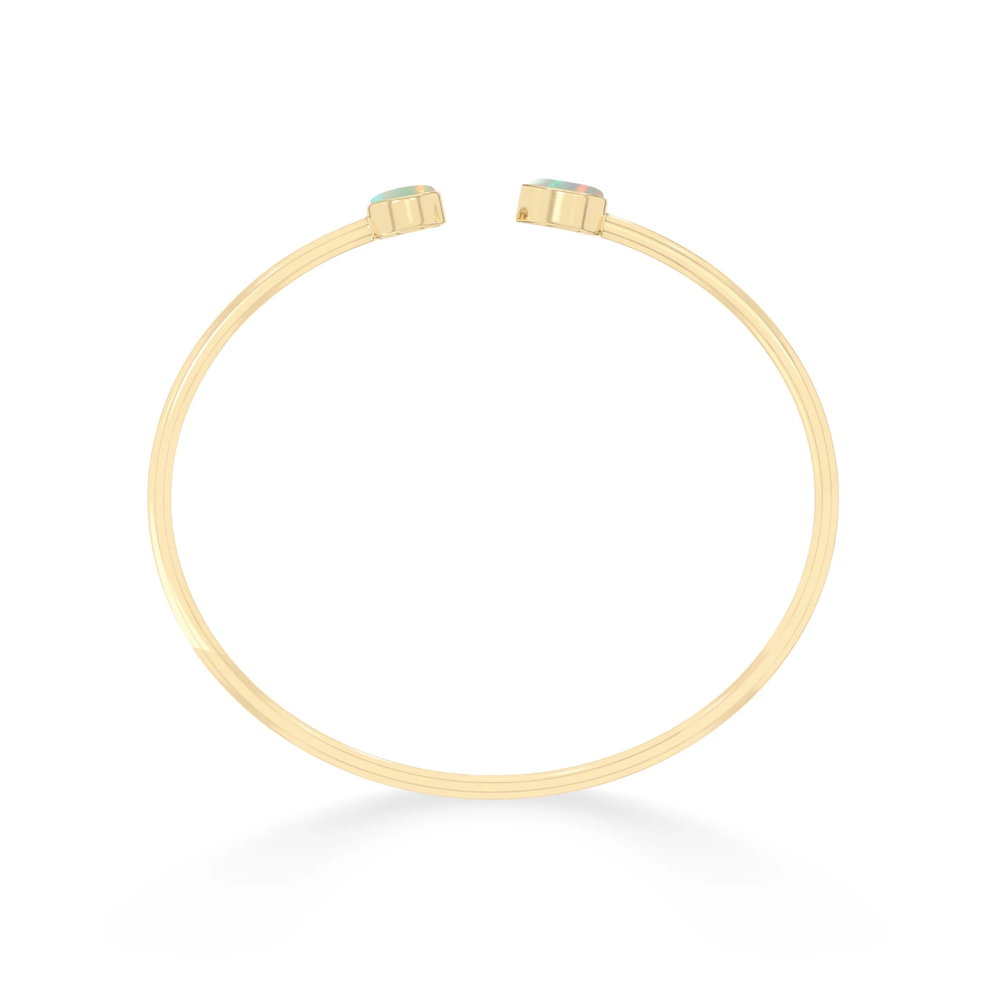 Natural Cab Ethiopian Opal Pear-Round Shape Twister Bracelets for Women in 18K Gold Vermeil