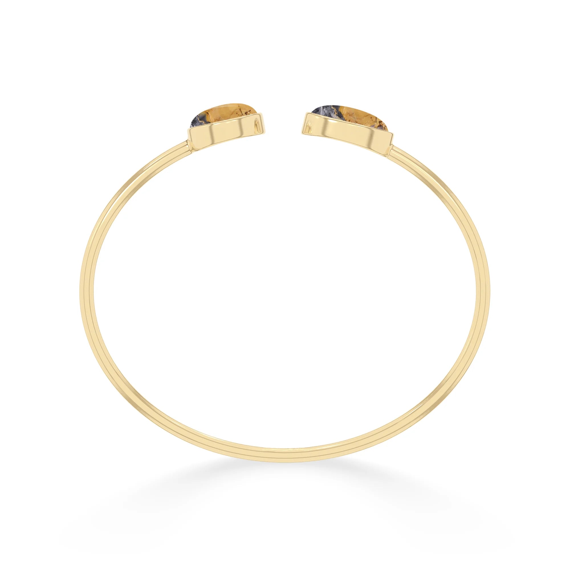 Natural Cab Malingano Jasper Oval-Round Shape Twister Bracelets for Women in 18K Gold Vermeil