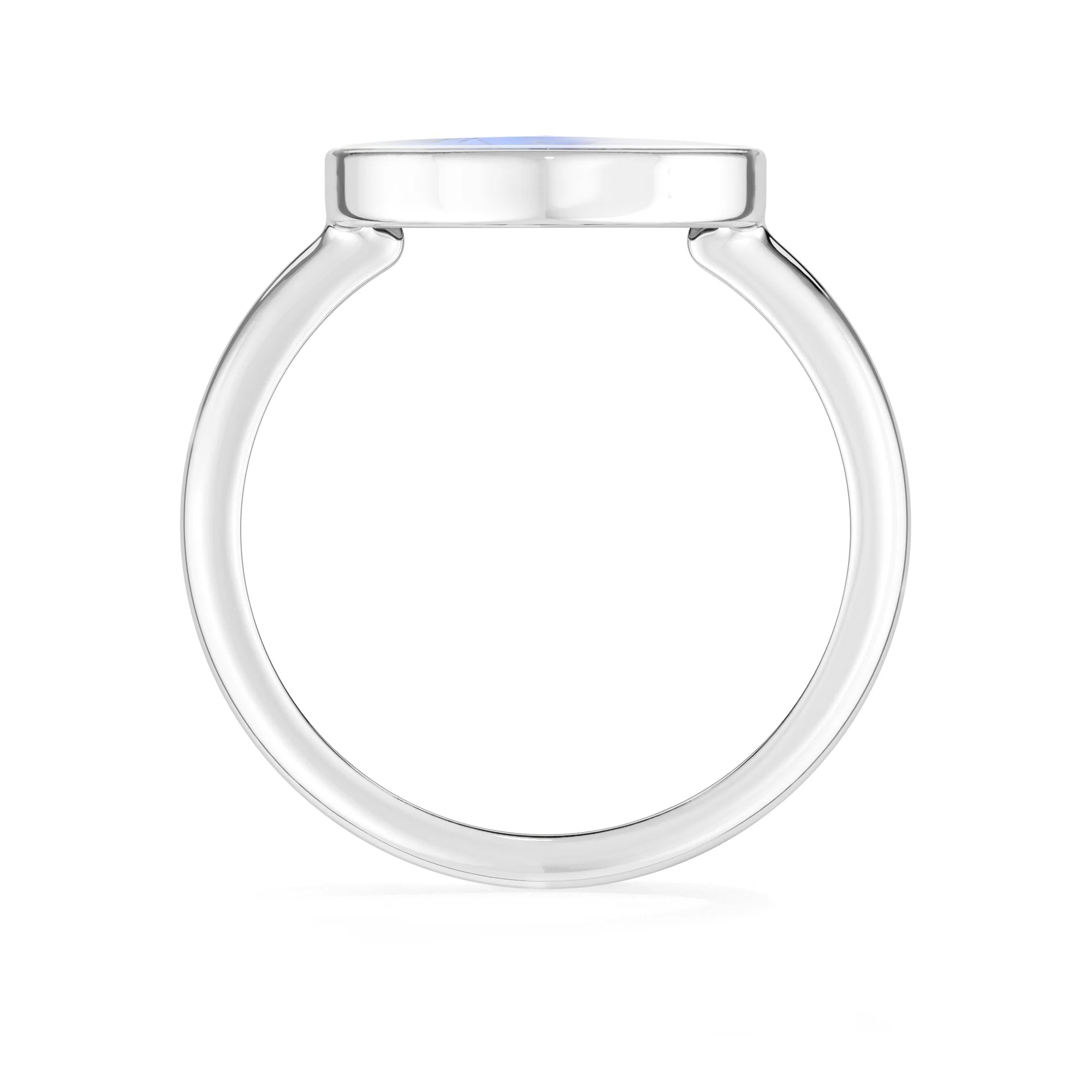 rainbow-moonstone bezel-set ring