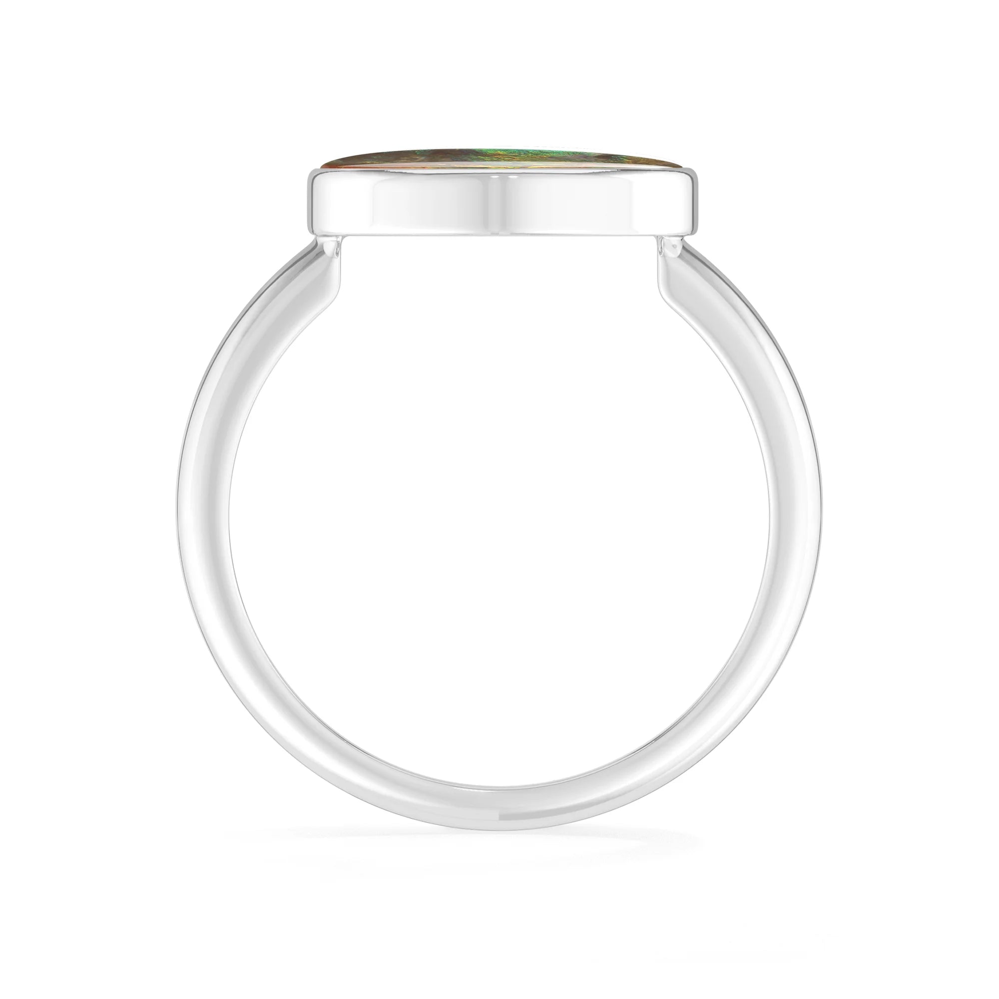 ammolite bezel-set ring