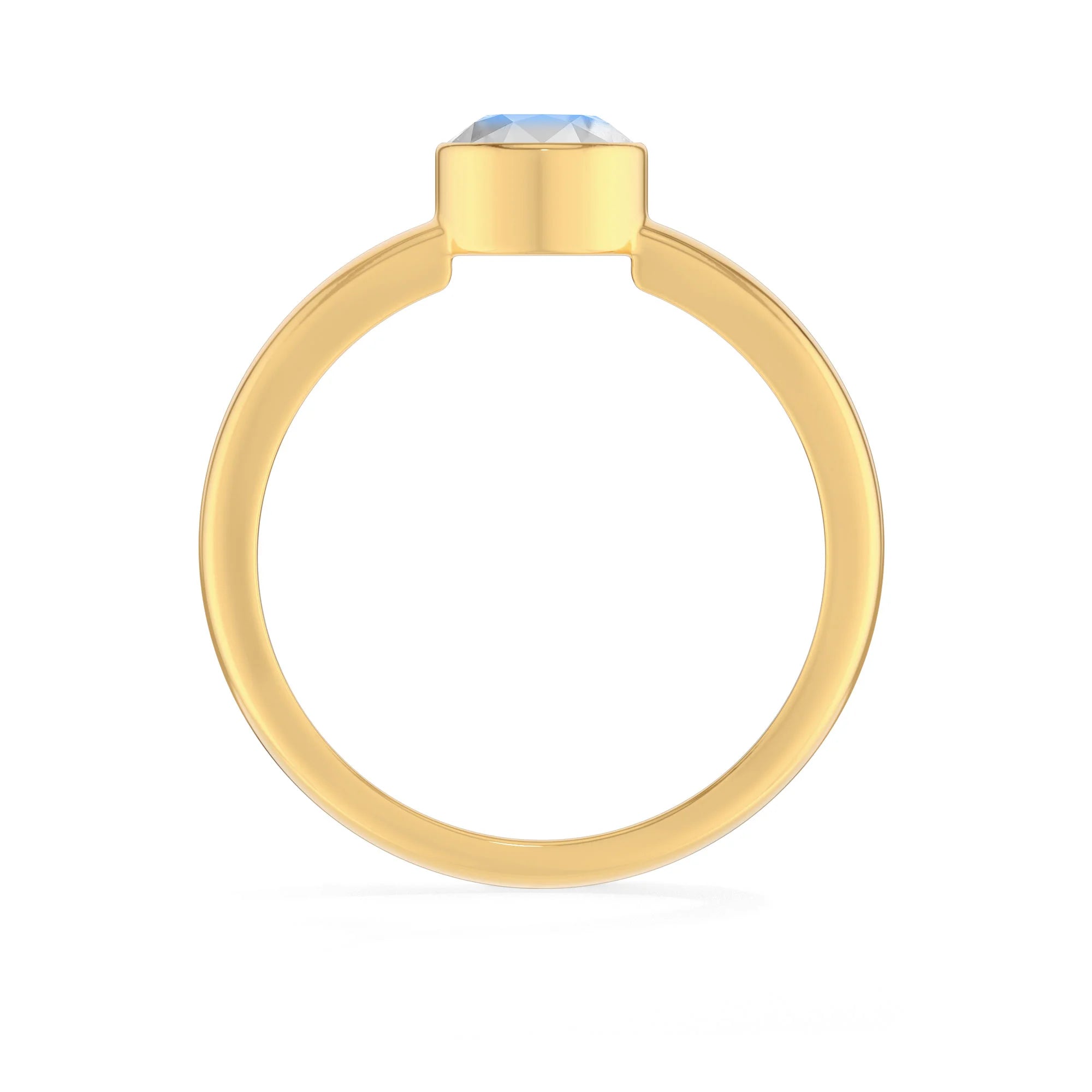 rainbow-moonstone bezel-set ring