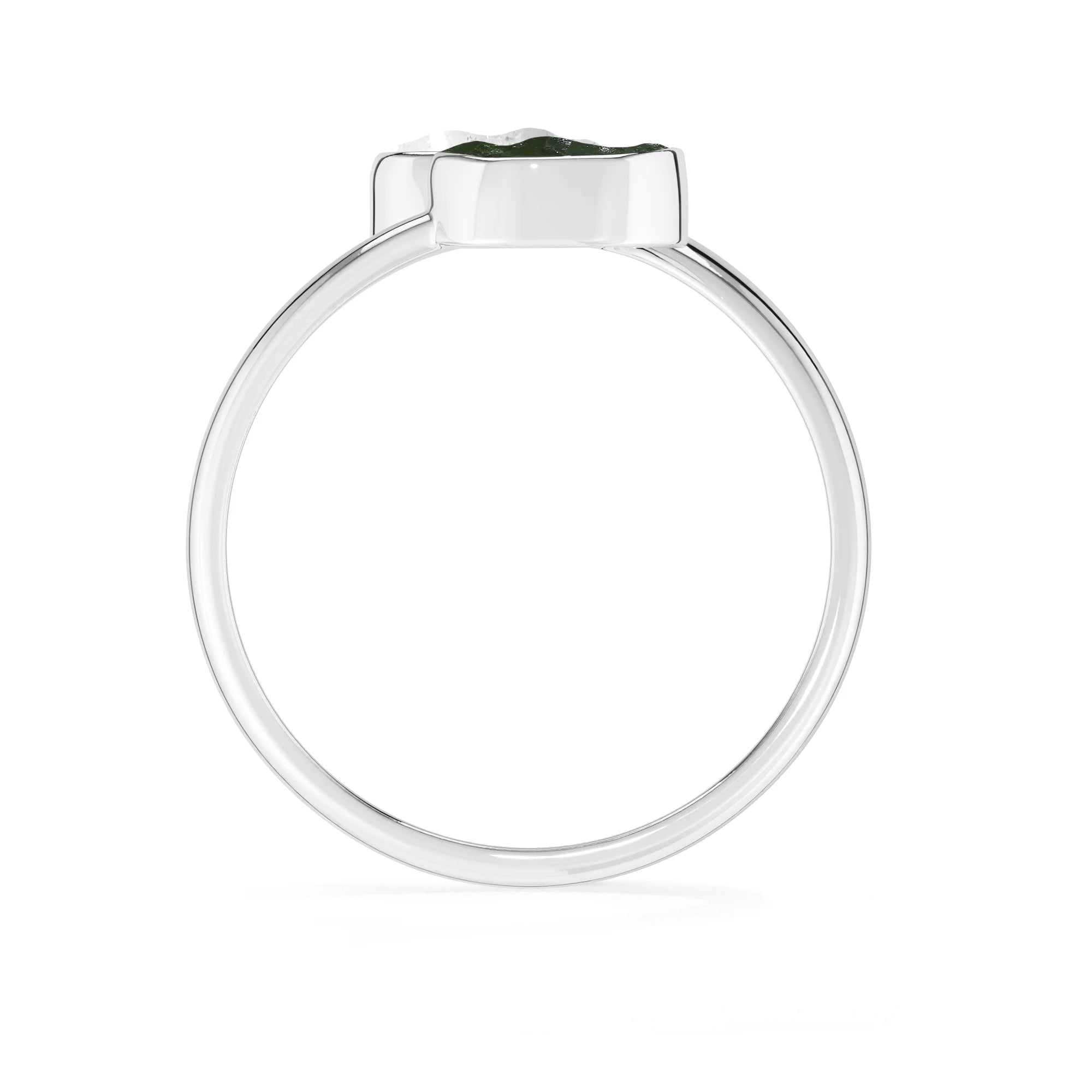 herkimer-moldavite bezel-set ring