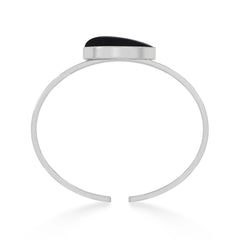 Natural Cab Shungite Pear Twister Bracelets For Women in Sterling Silver