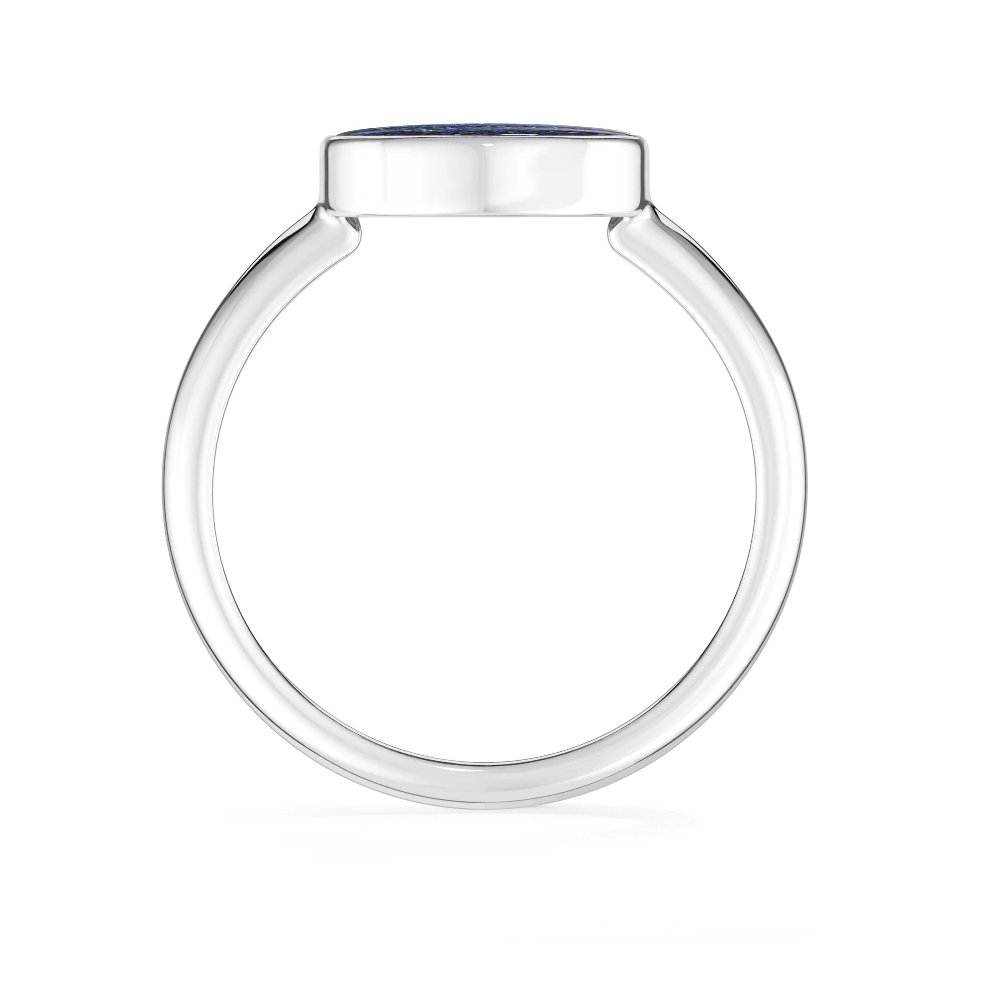 titanium druzy blue bezel-set ring