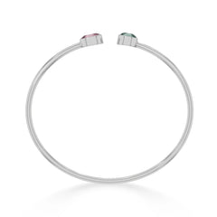 pink tourmaline with green tourmaline cut bracelet