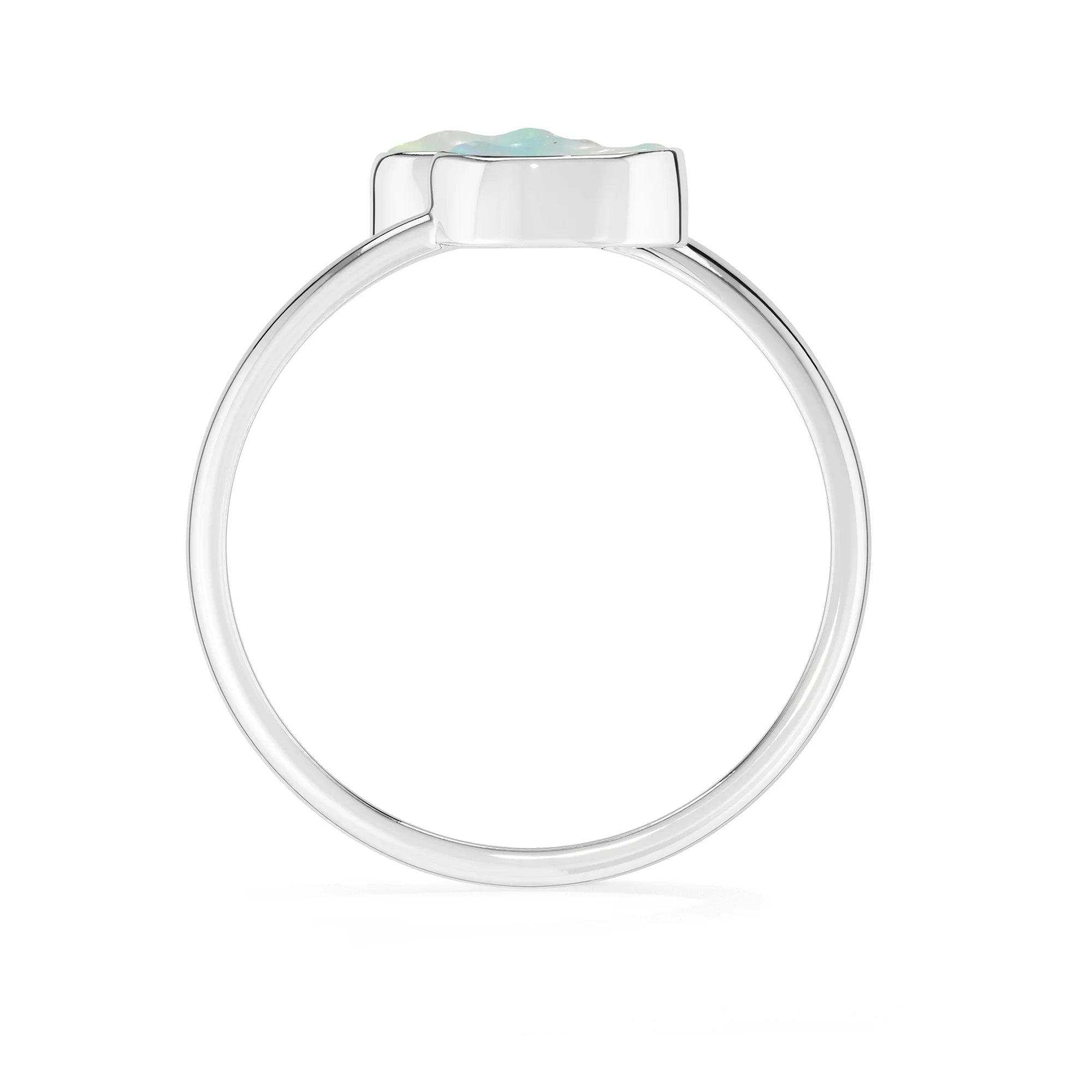 Natural Ethiopian Opal Stackable Rings for Women in Sterling Silver