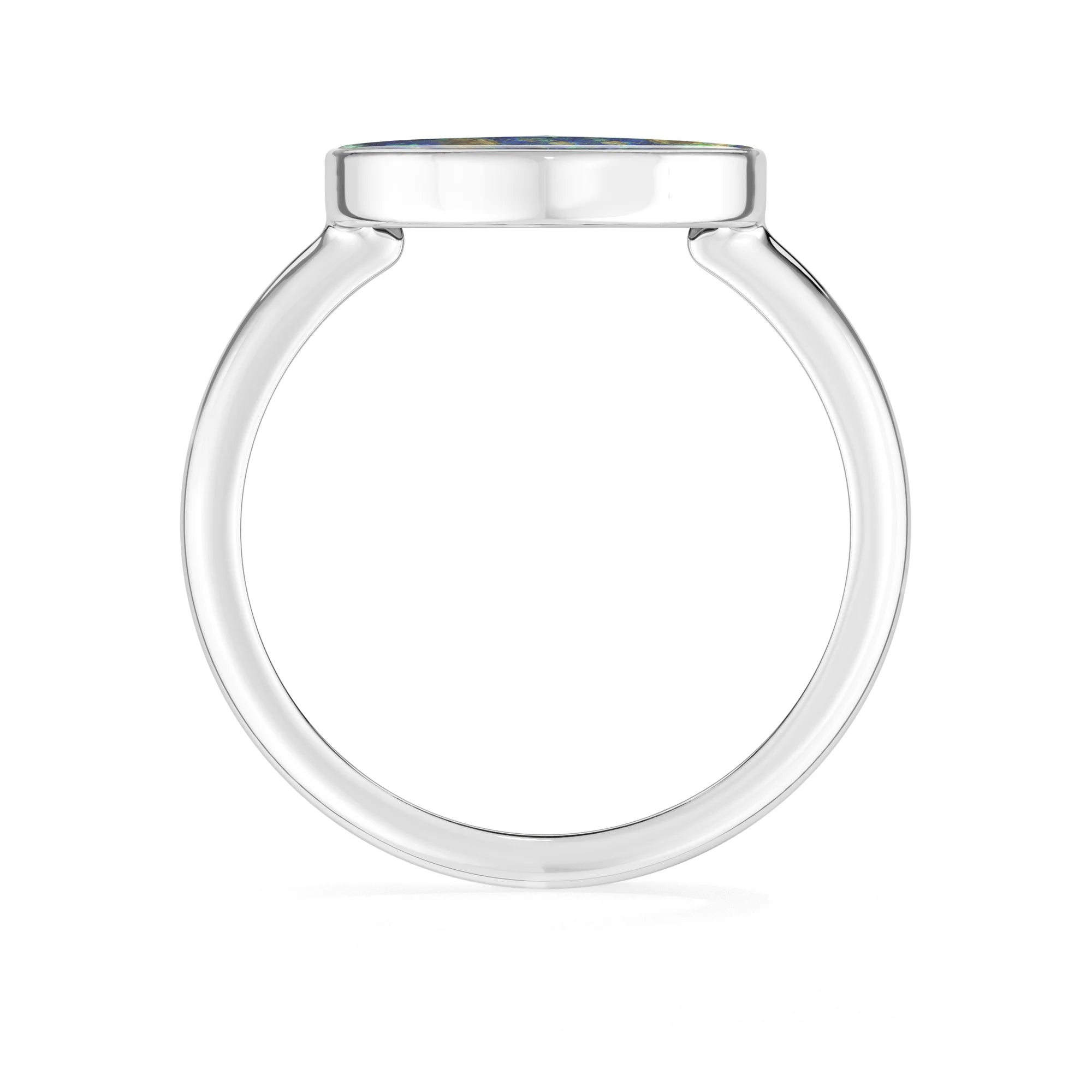 azurite malachite bezel-set ring