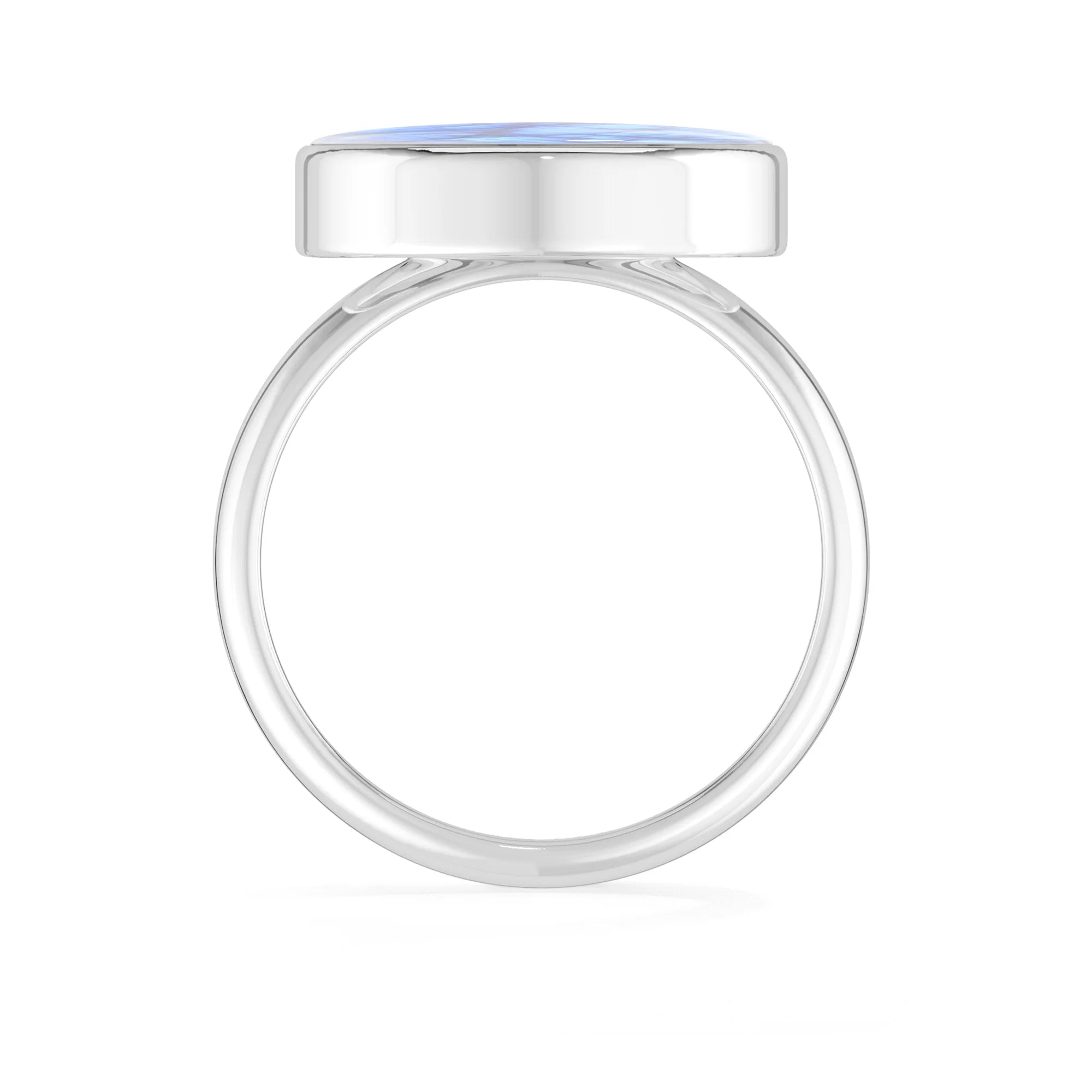 rainbow-moonstone bezel-set ring